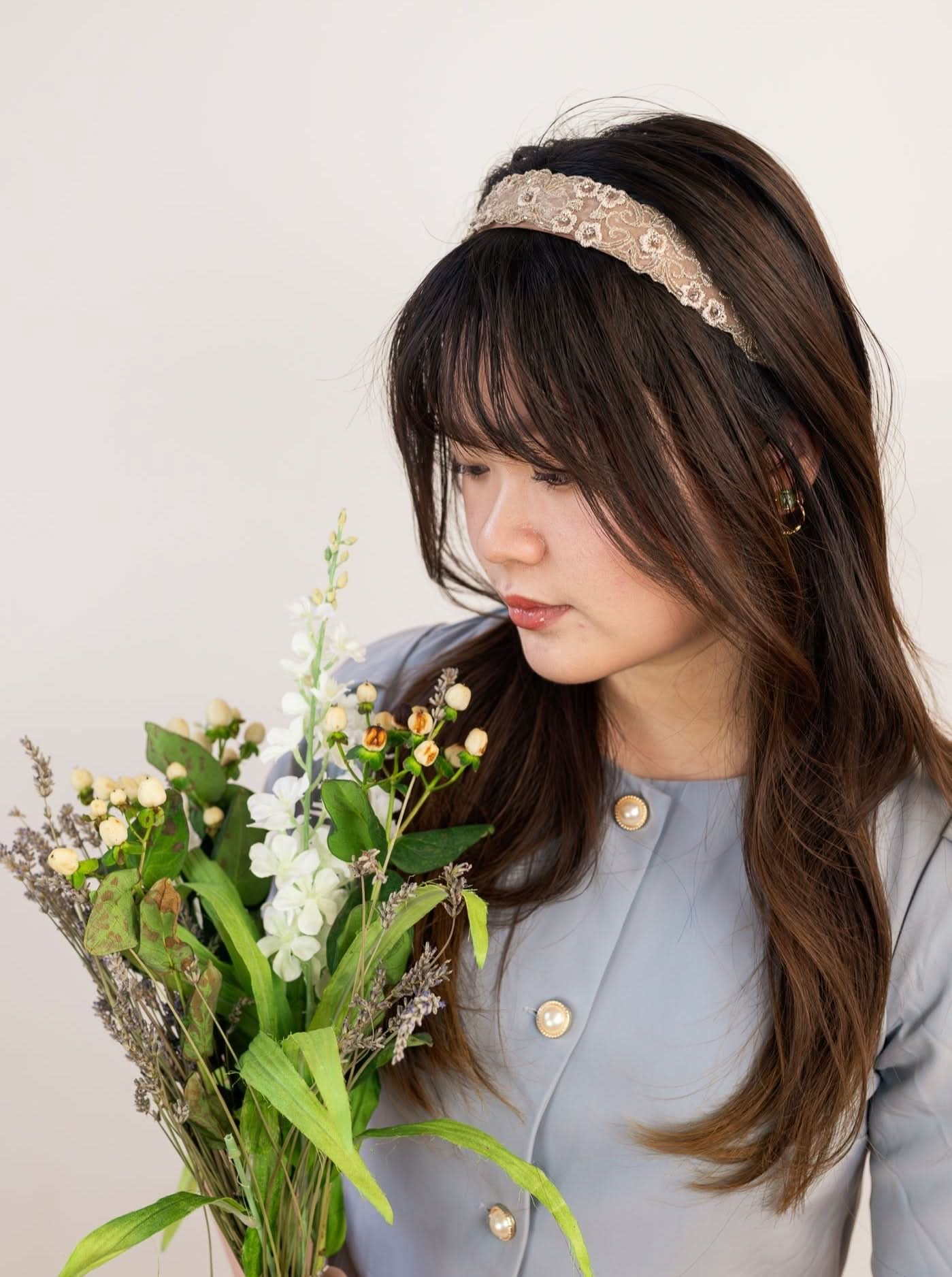 Hayden Tan Beaded Headband - My American Goods