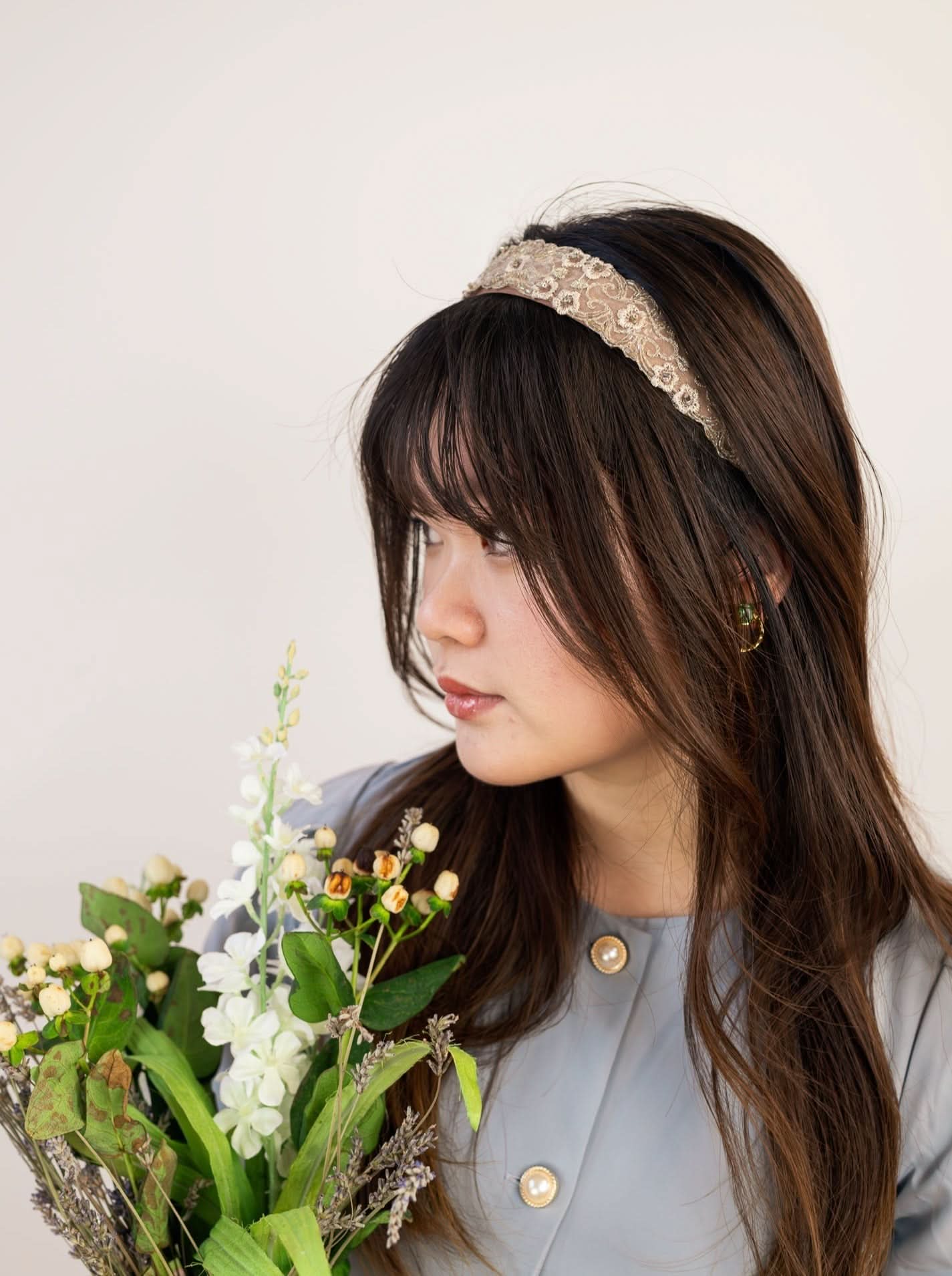 Hayden Tan Beaded Headband - My American Goods