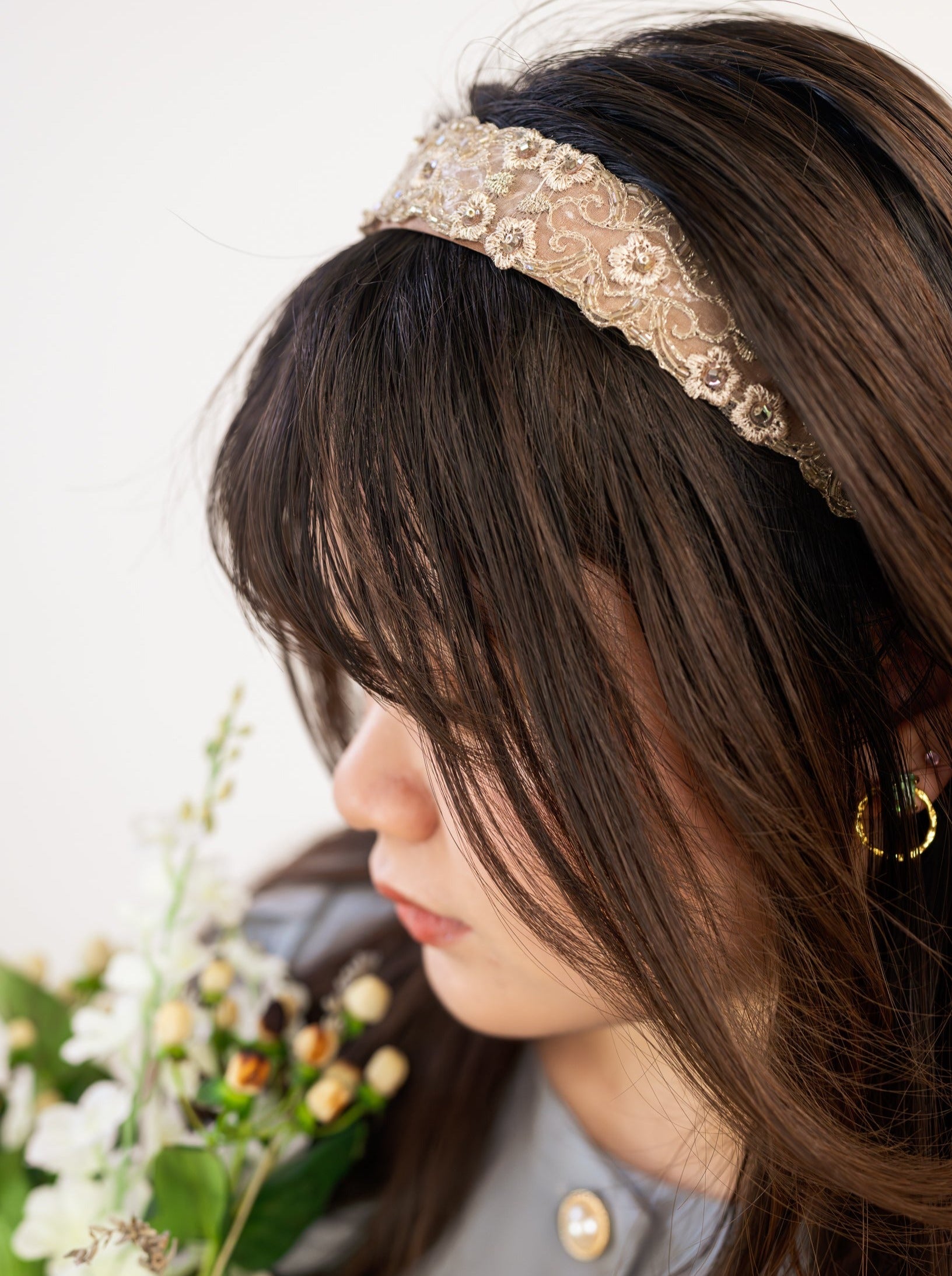 Hayden Tan Beaded Headband - My American Goods