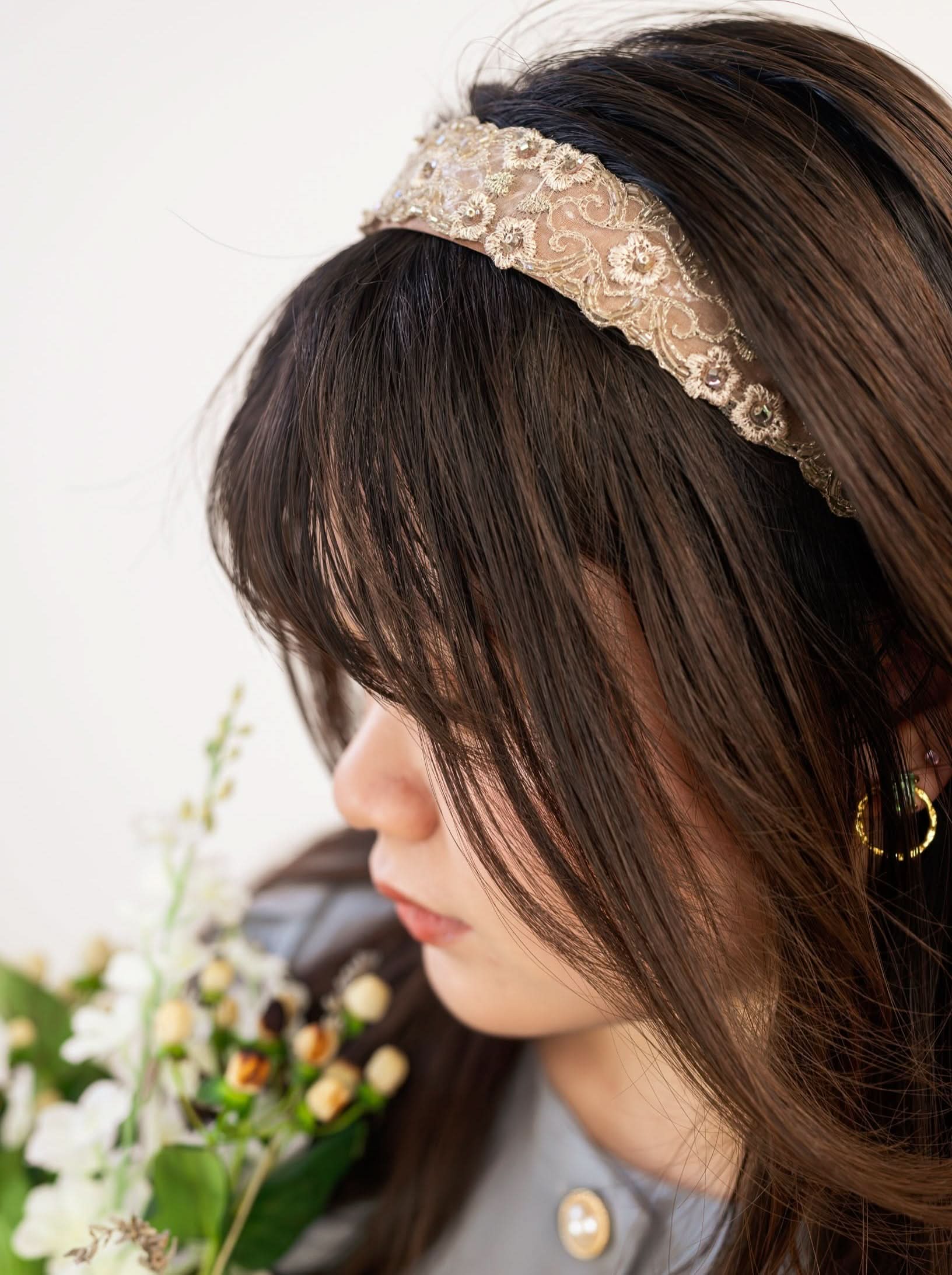 Hayden Tan Beaded Headband - My American Goods