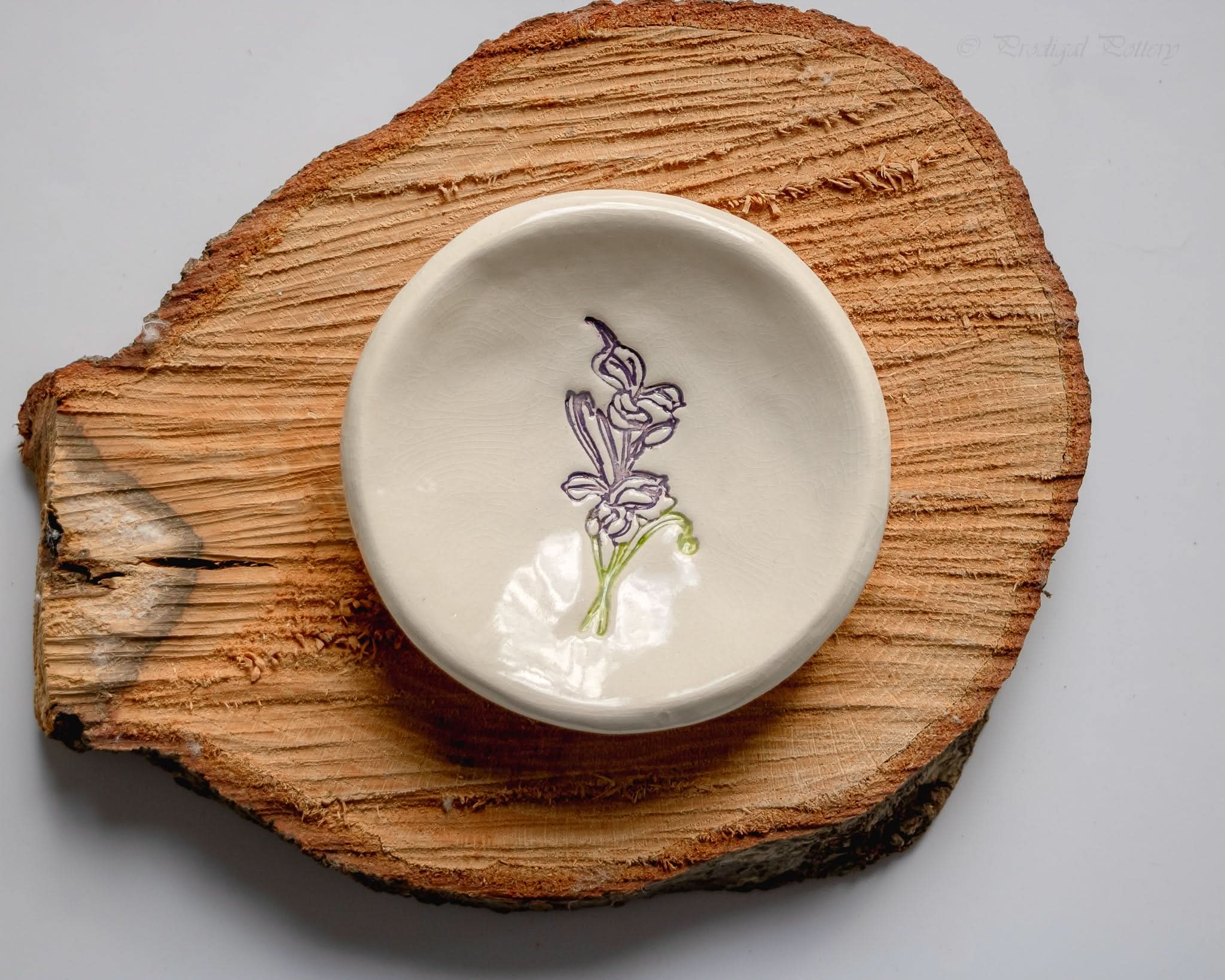 prodigalpottery Ceramic Birth Flower Ring Dish