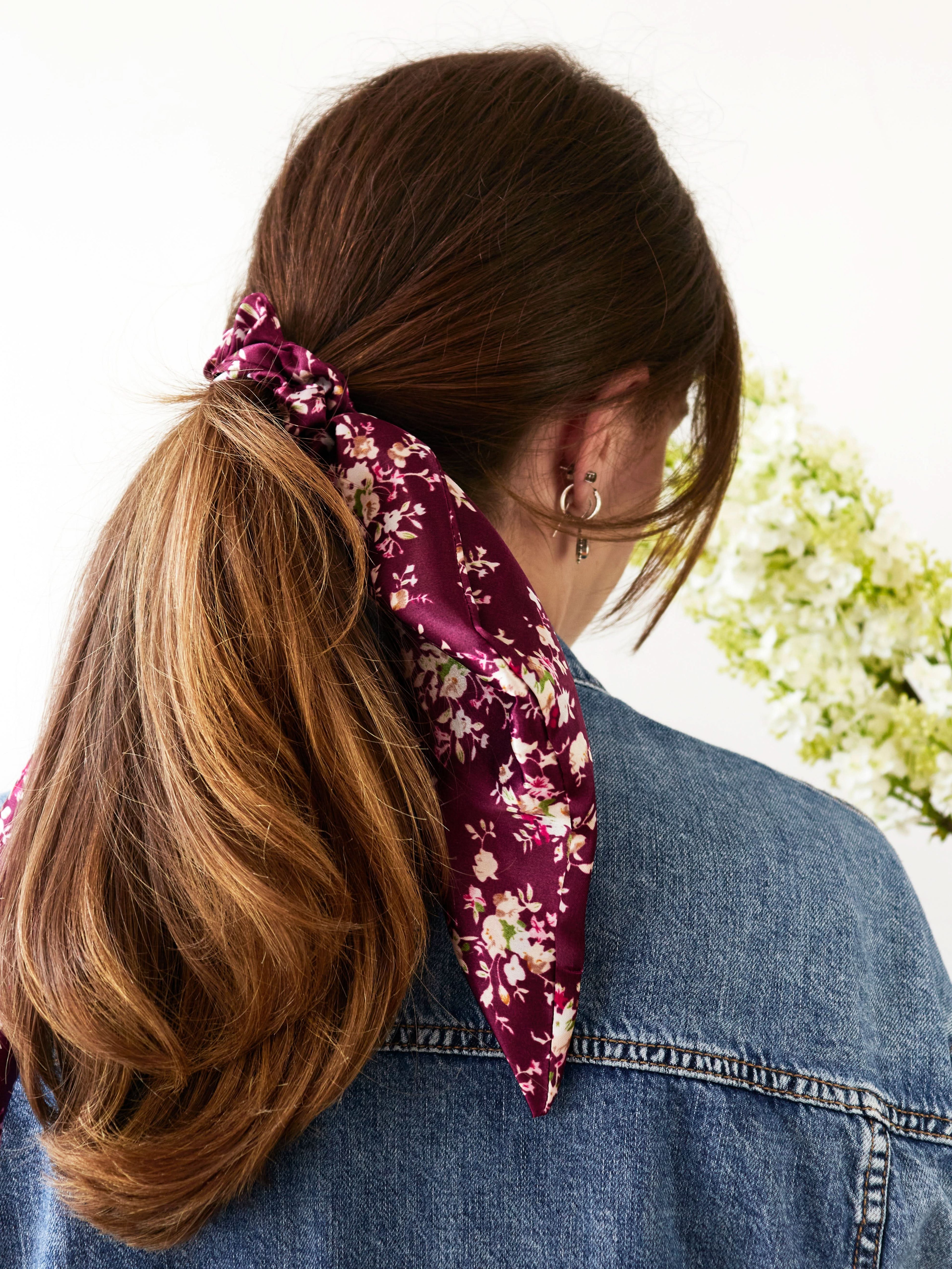 Purple Satin Scarf Scrunchie - My American Goods