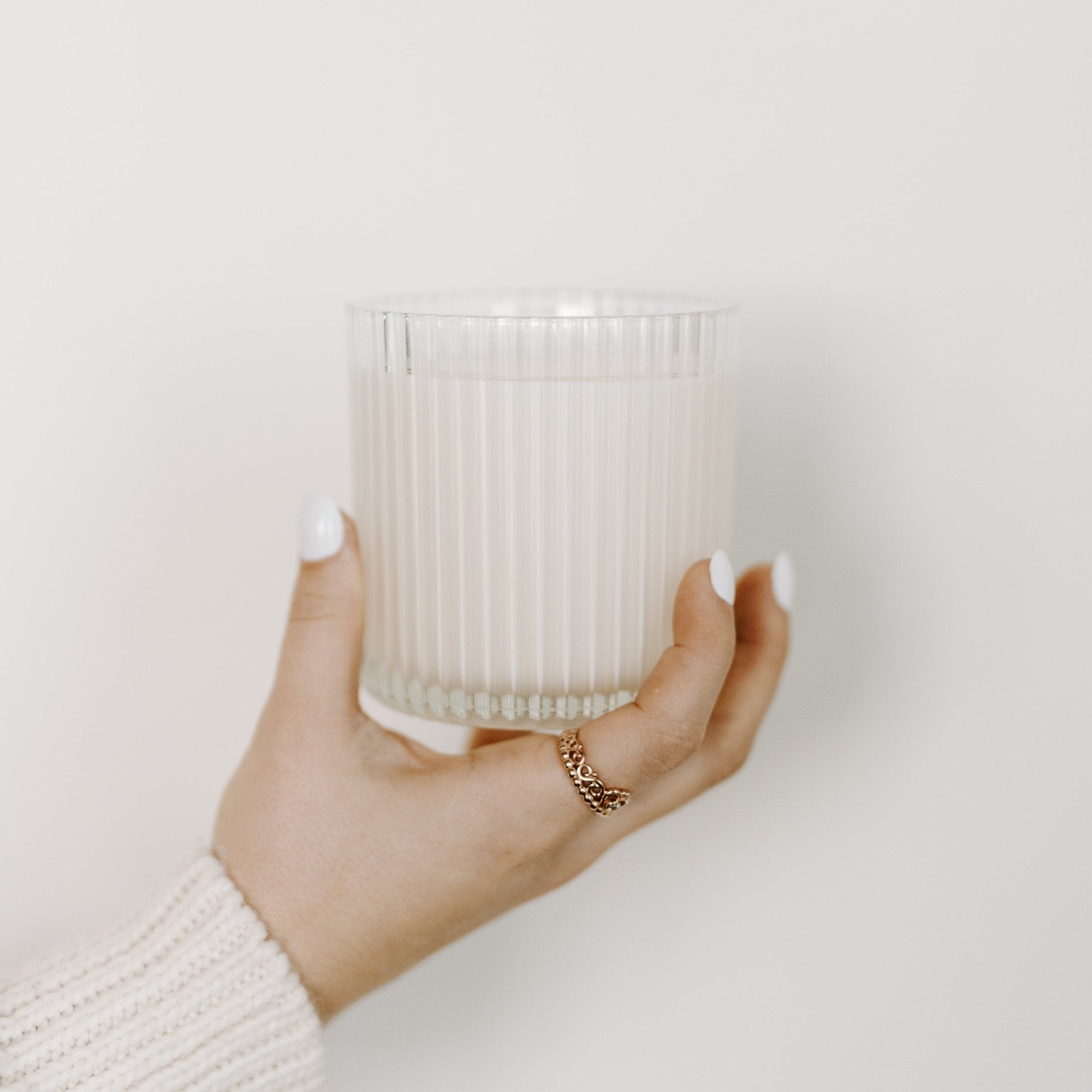 Cozy Season Fluted Soy Candle - Ribbed Glass Jar - 12 oz - My American Goods