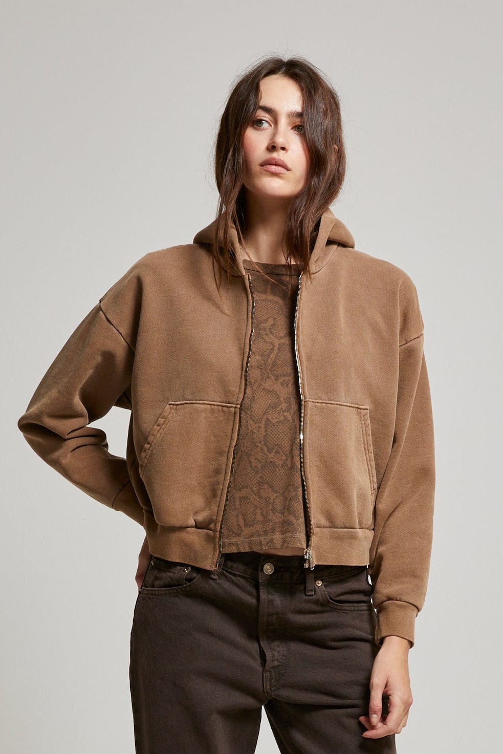 Rosie Cropped Zip-Up Hoodie - My American Goods