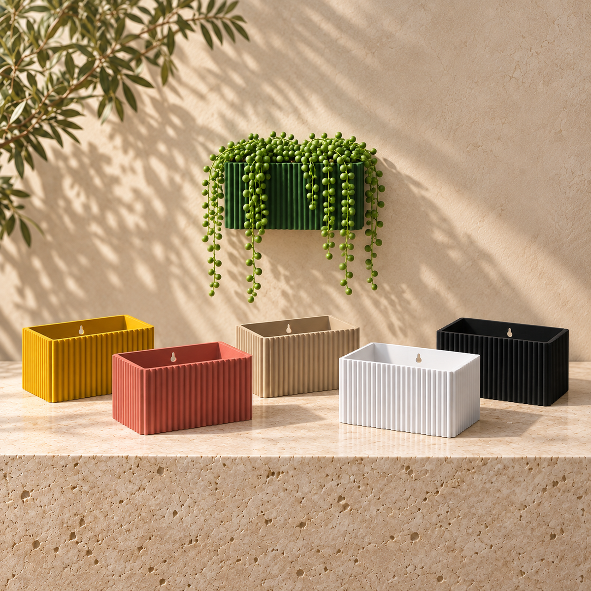 Ribbed Wall Planter, Rectangle