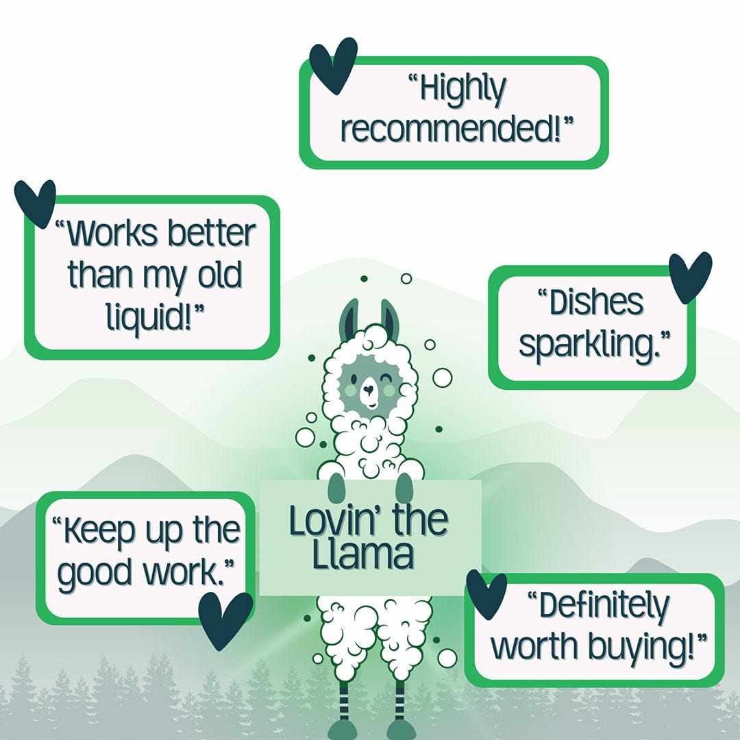Green Llama Dishwasher Tabs NEW - Fragrance & PVA Free Dish Washer Tabs - No Plastic, Non Toxic