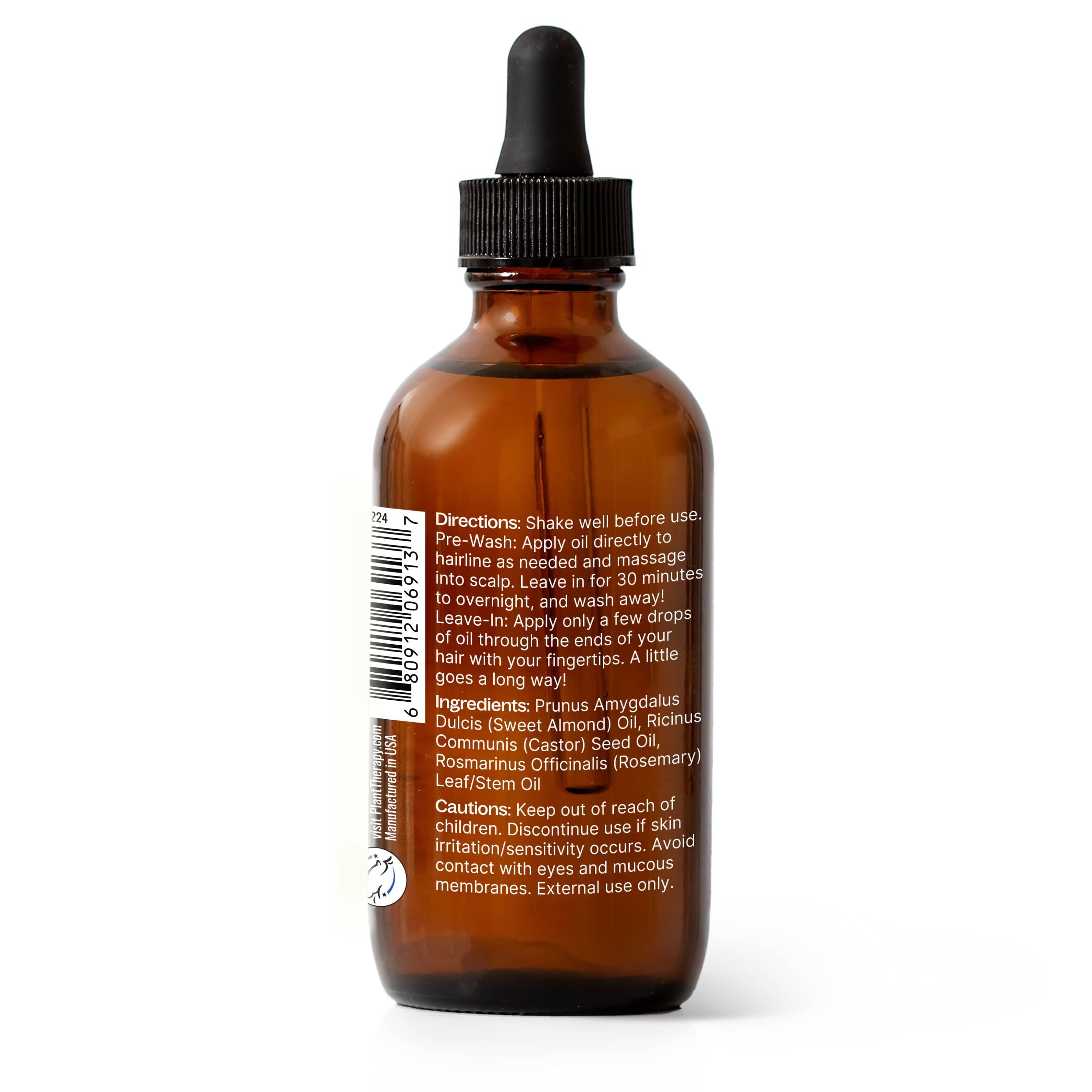Plant Therapy Hair & Skin Care 4 oz Rosemary & Castor Hair Oil