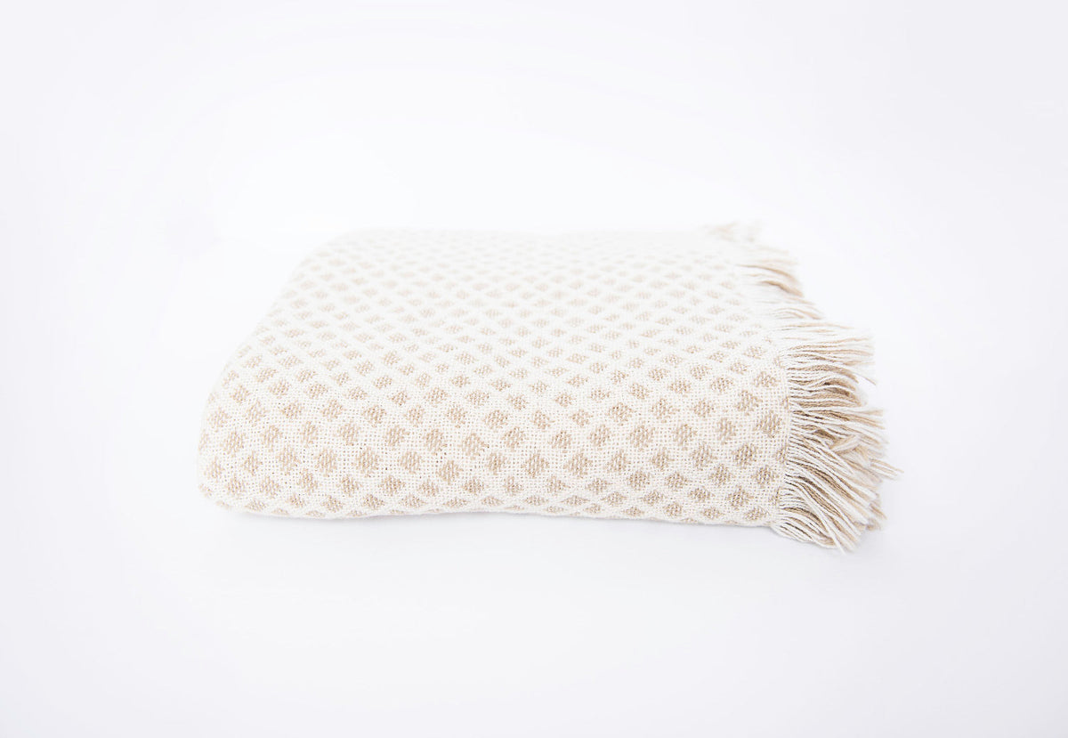 Rowan Flax Cream Diamond Cotton Throw Blanket