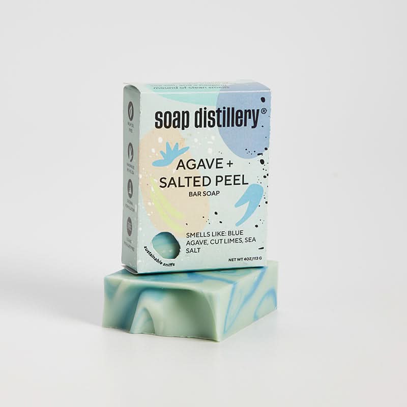 Soap Distillery Agave + Salted Peel bar soap on a white background