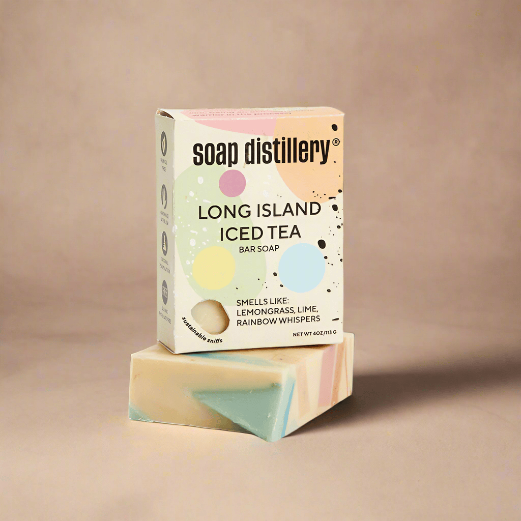Soap Distillery Long Island Iced Tea bar soap on a beige background