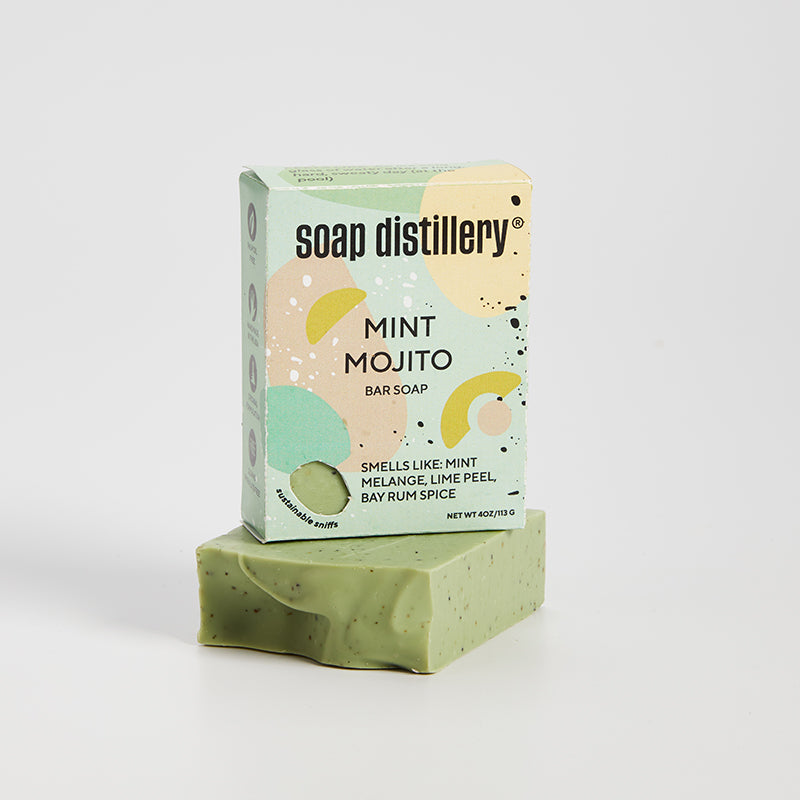 Green bar of soap with &