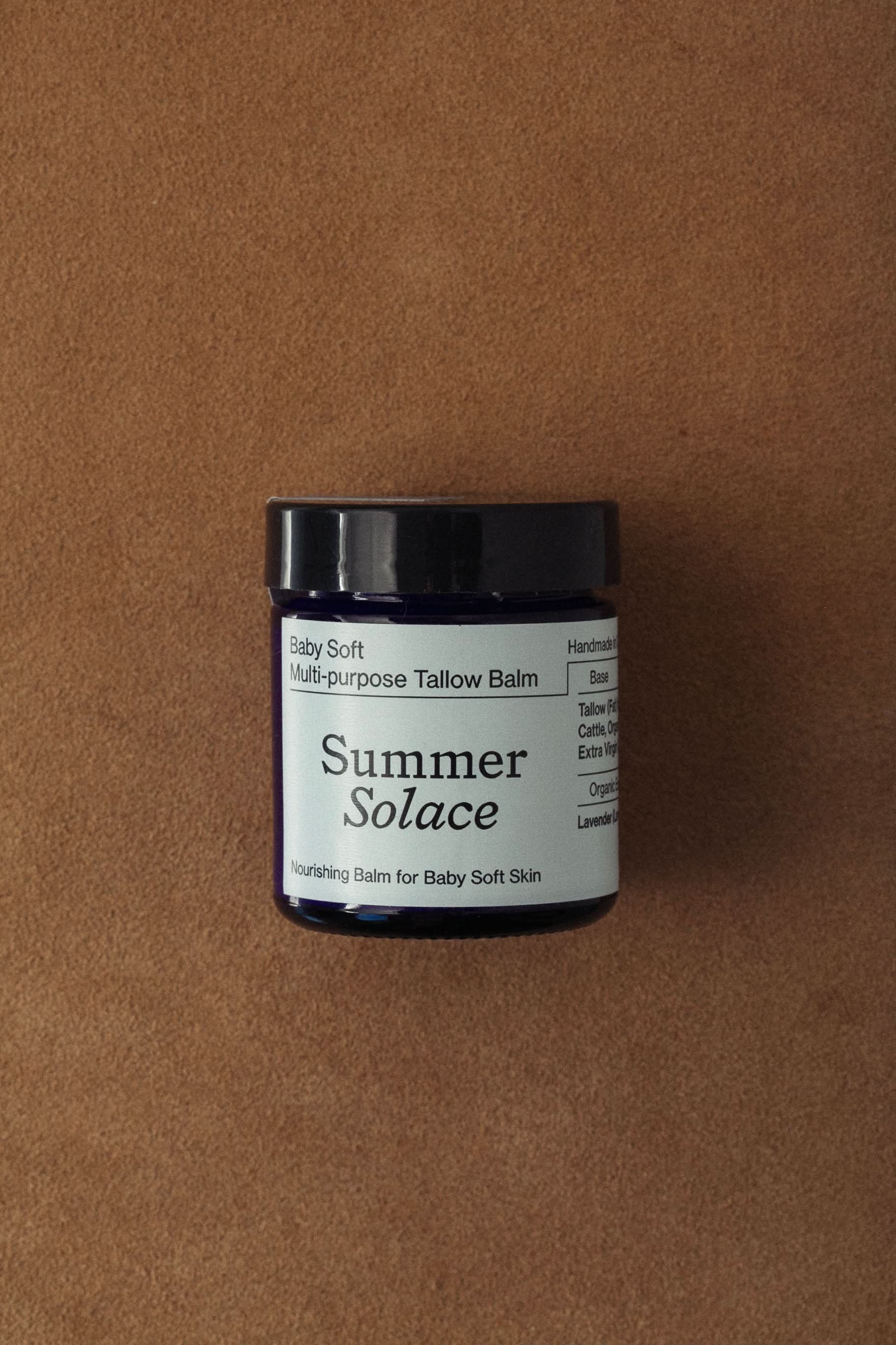Summer Solace Tallow Tallow Balm Small 50 mL Ultra-Nourishing Baby Balm – Unscented with a Touch of Cacao
