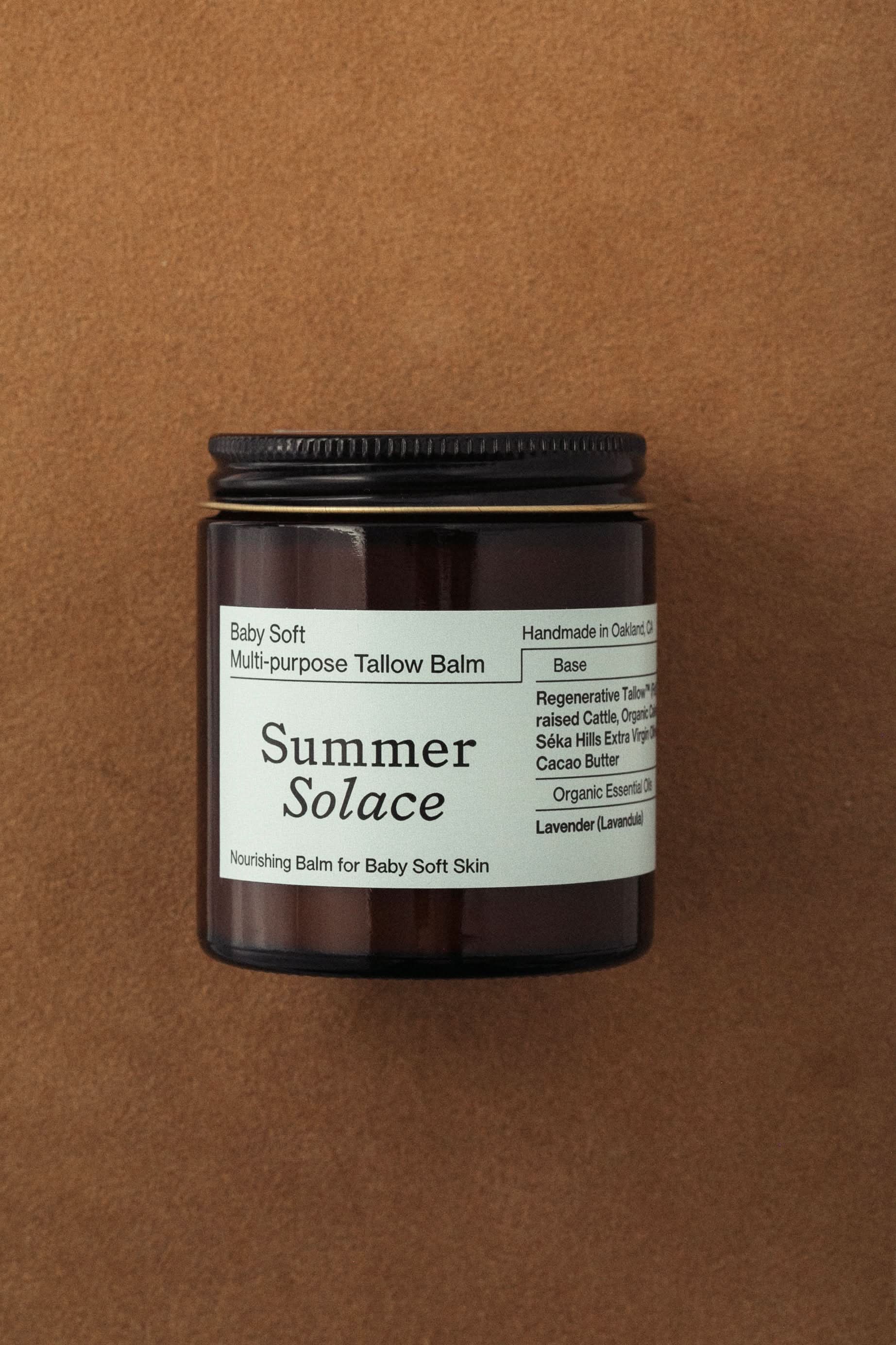 Summer Solace Tallow Tallow Balm Large 4 oz (Best Value) Ultra-Nourishing Baby Balm – Unscented with a Touch of Cacao