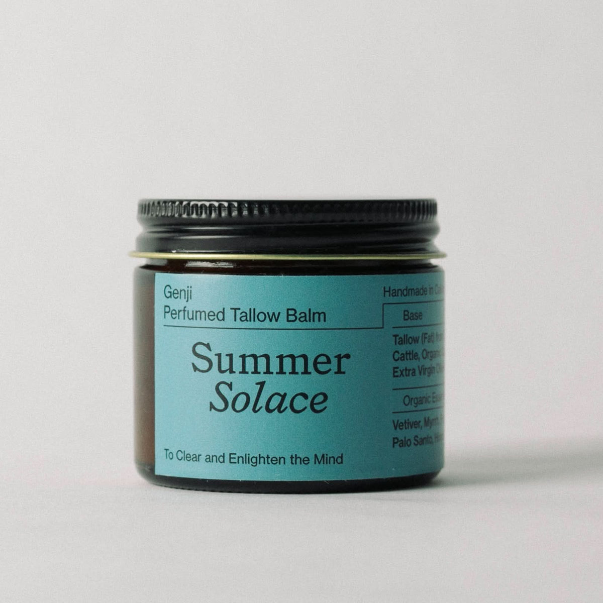 Summer Solace Tallow Tallow Balm Family Size Bulk 11.5 oz in Clear Glass Jar (Best Value) Genji –Perfumed Tallow Balm with Vetiver, Apricot & Palo Santo