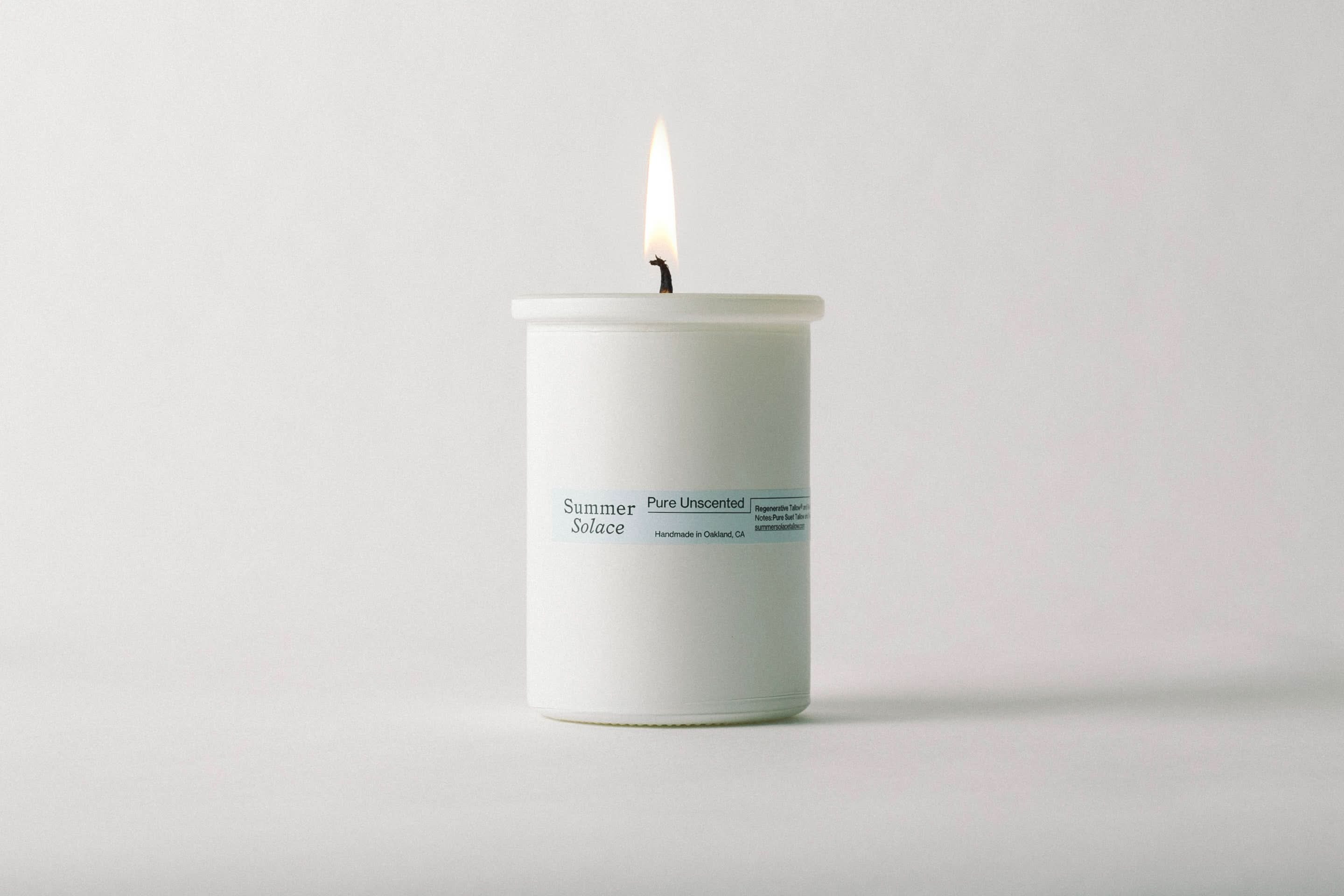 Summer Solace Tallow Tallow Candle Pure Unscented Tallow Candle – Regenerative Suet & Beeswax | 6 oz