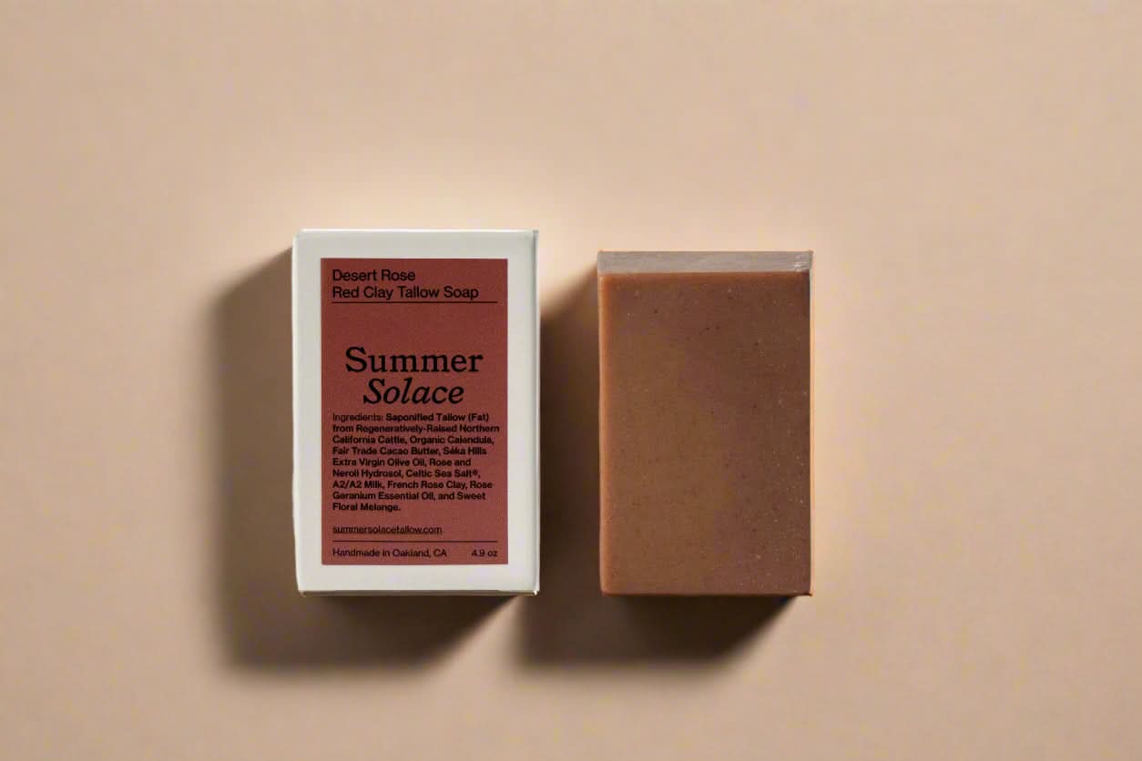 Summer Solace Tallow Tallow Soap Desert Rose – Red Clay Bar Soap | Floral & Cacao Butter Infused