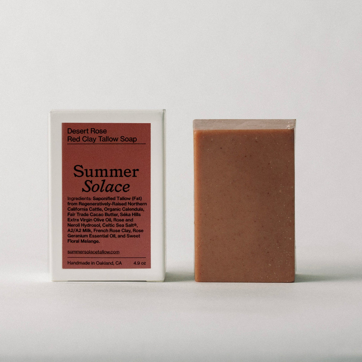 Summer Solace Tallow Tallow Soap Desert Rose – Red Clay Bar Soap | Floral & Cacao Butter Infused