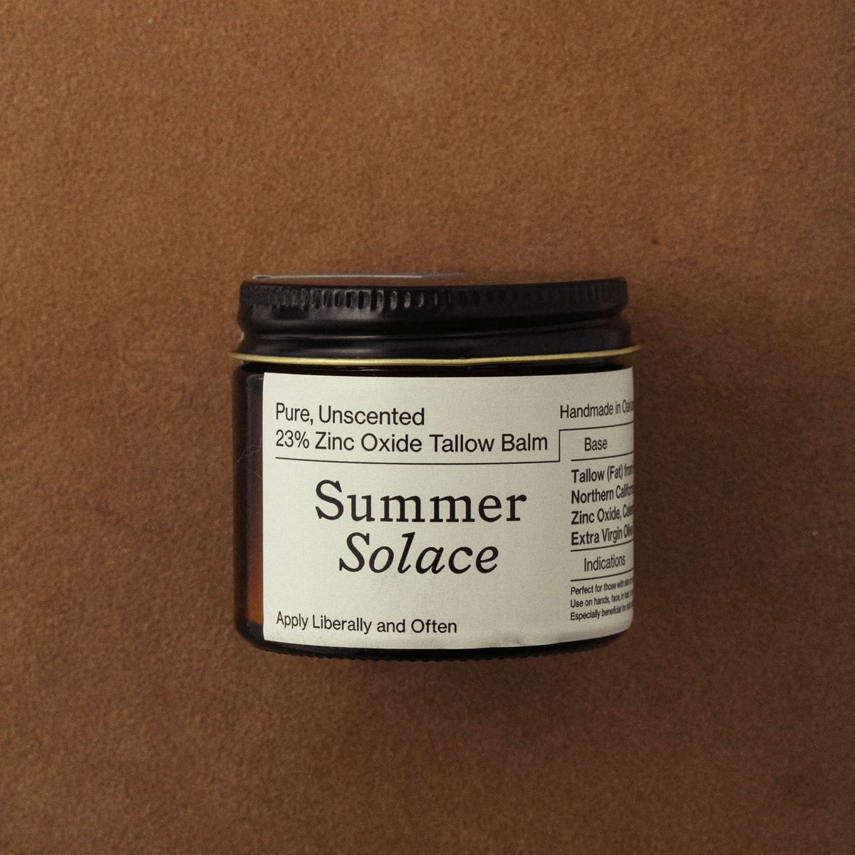 Summer Solace Tallow SPF 60 mL 23% Non-Nano Zinc Tallow Balm | Pure Unscented
