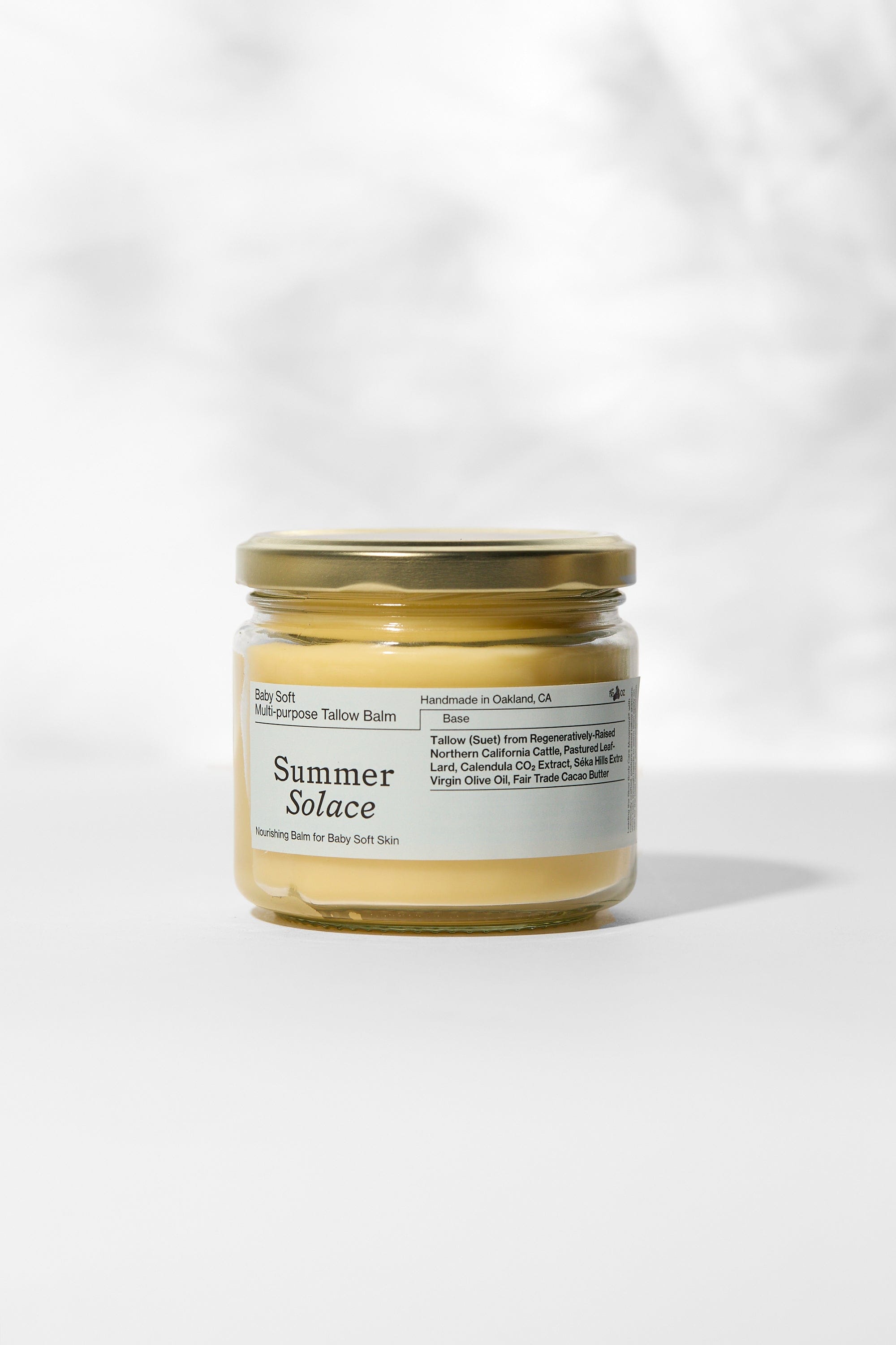 Summer Solace Tallow Tallow Balm Family Size Bulk 11.5 oz in Clear Glass Jar (Best Value) Ultra-Nourishing Baby Balm – Unscented with a Touch of Cacao