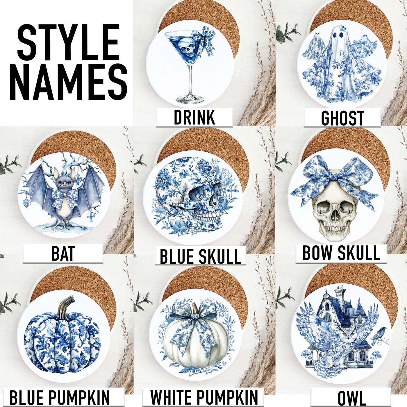 Chinoiserie Halloween Coasters - My American Goods