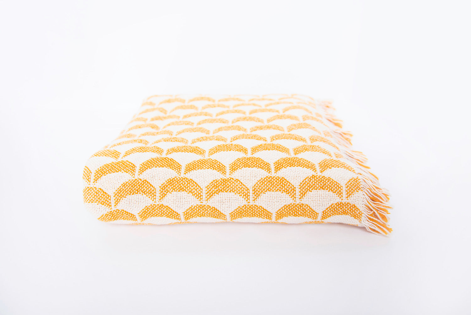 Sadie Honey Yellow Scallop Cotton Throw Blanket