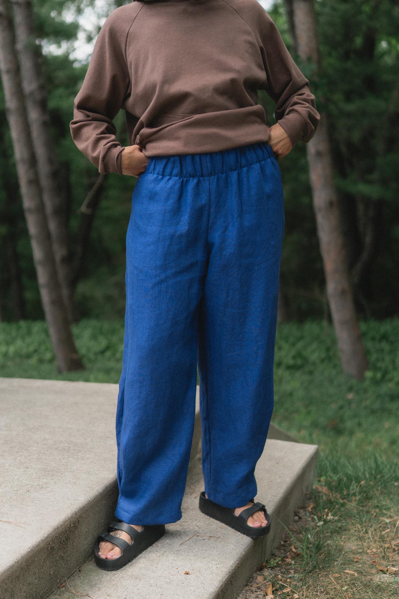 Crescent Moon Pants in Kingfisher Blue