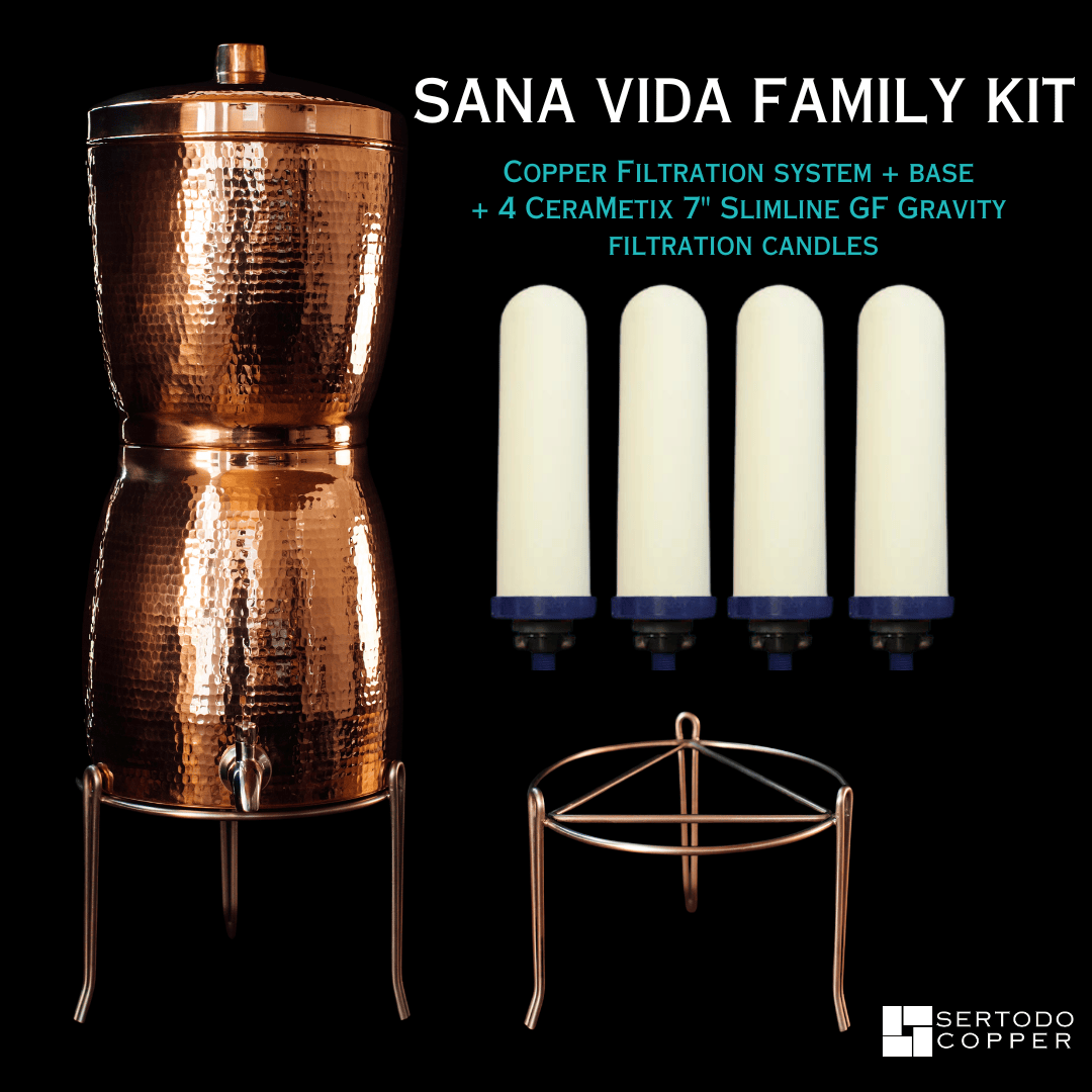 Sertodo Water Dispensers Family Kit Sana Vida Copper Water Filtration Systems