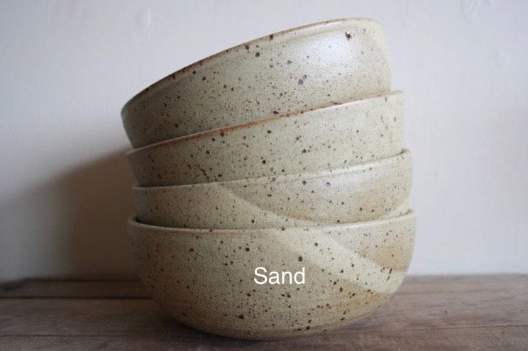 KJ Pottery Bowl Sand / Glazed Rim Berry Bowl