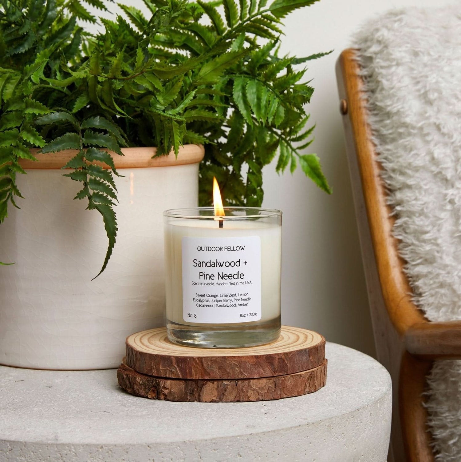 Sandalwood and Pine Needle Scented Candle - My American Goods