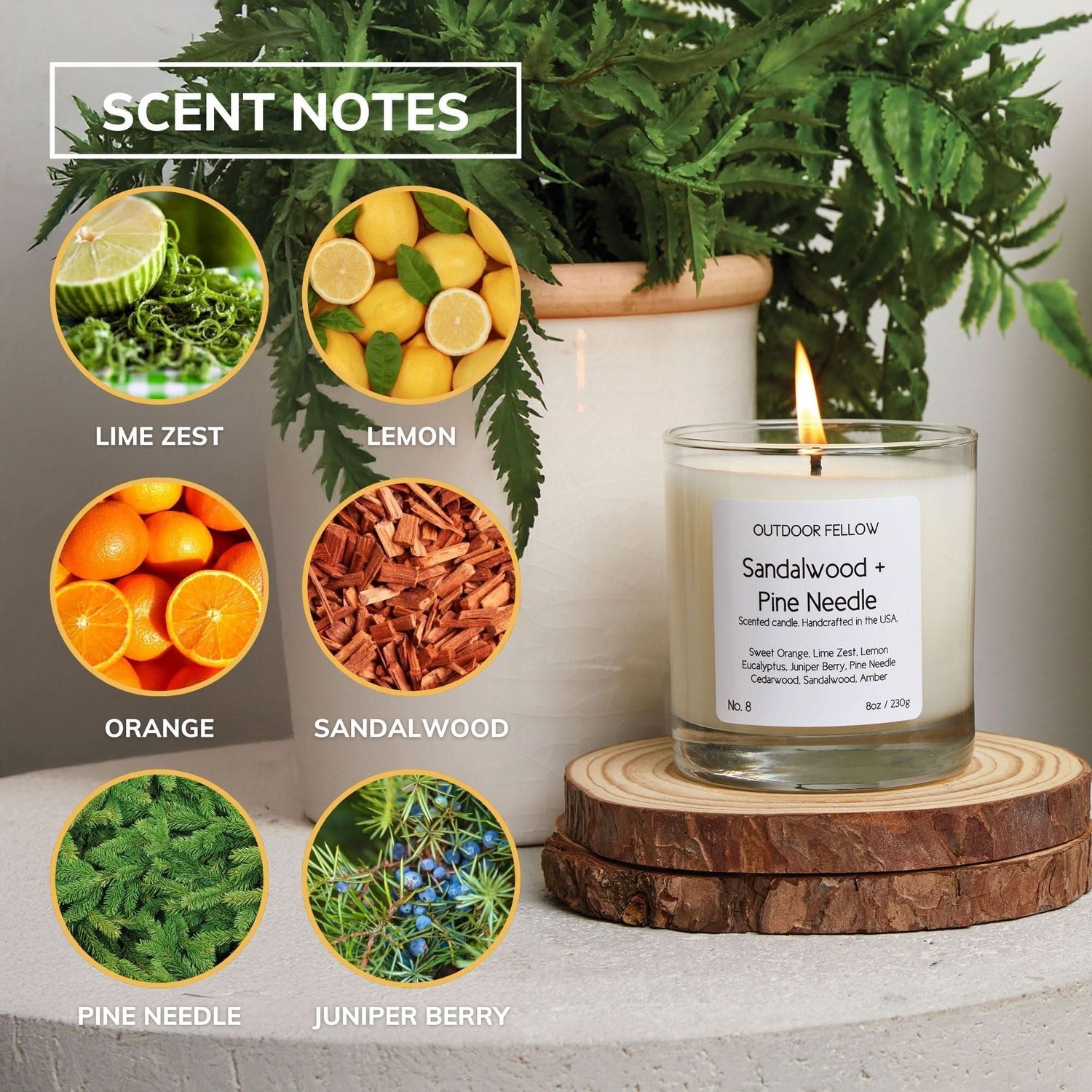Sandalwood and Pine Needle Scented Candle - My American Goods