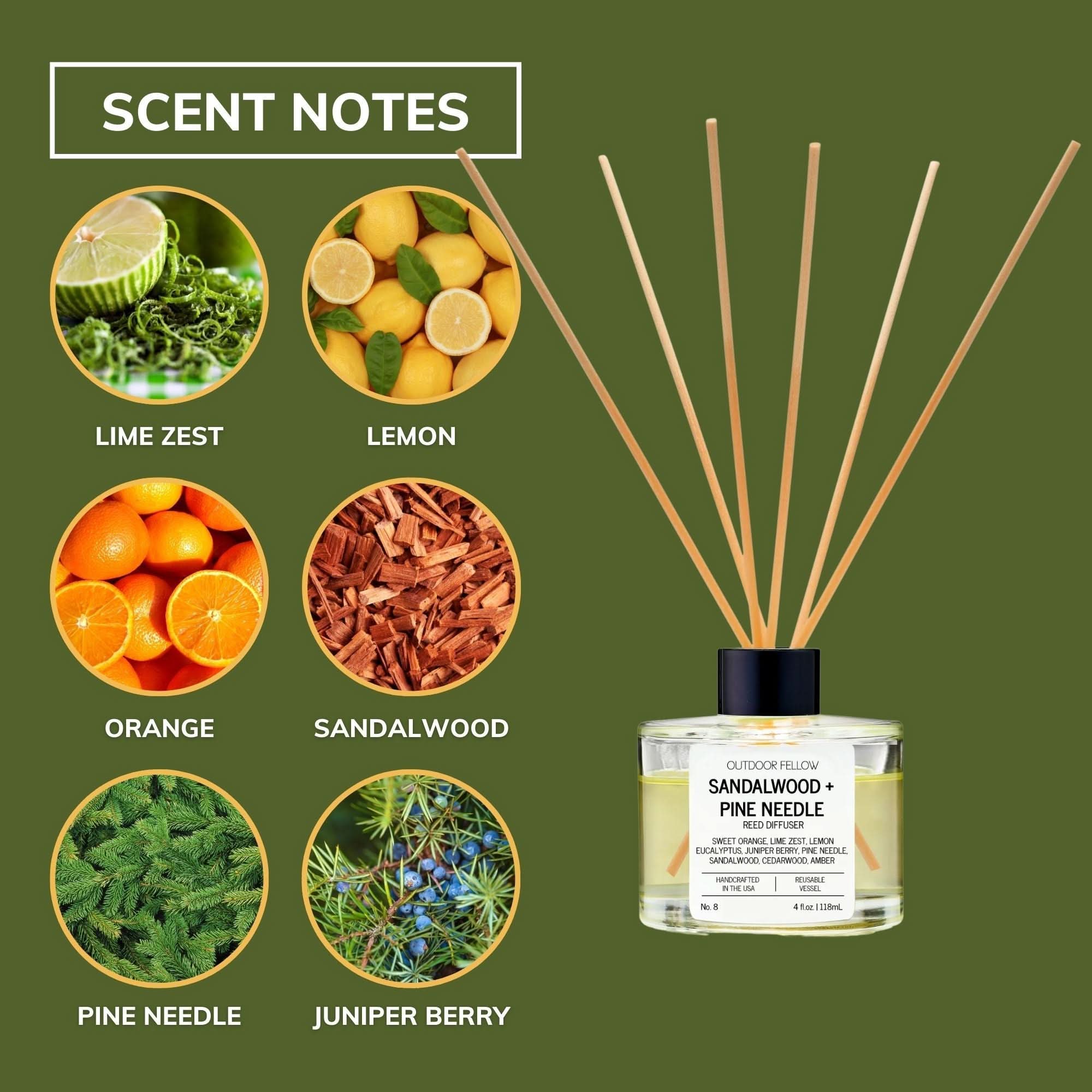 Sandalwood and Pine Needle Reed Diffuser - My American Goods
