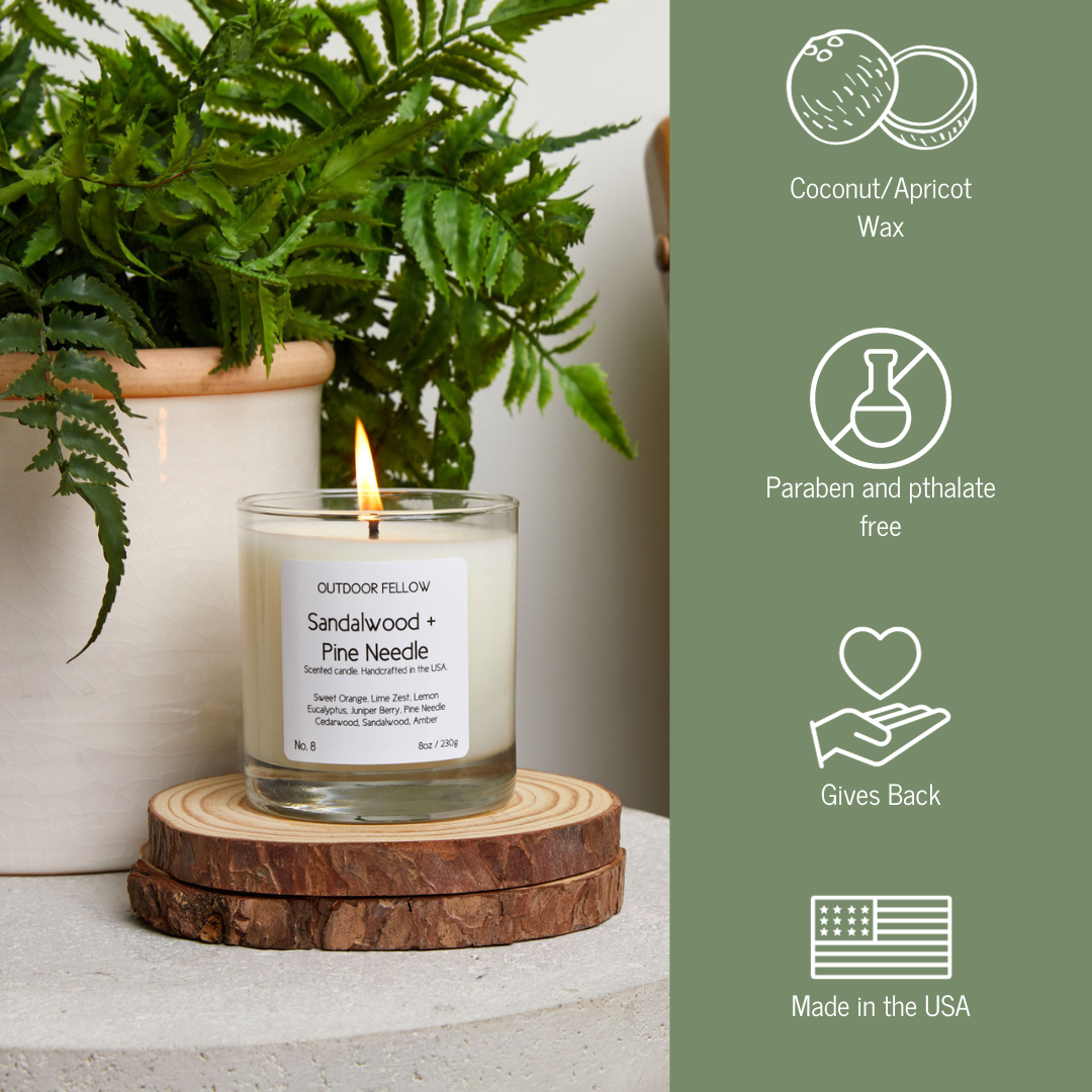 Sandalwood and Pine Needle Scented Candle - My American Goods