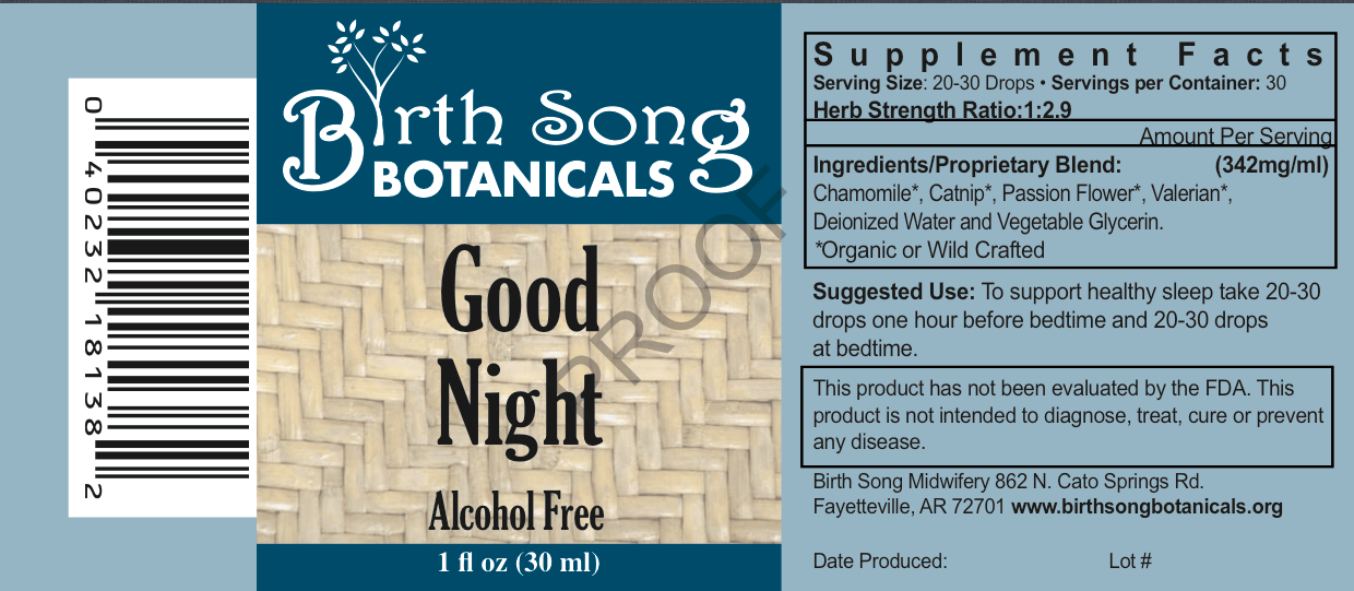 Birth Song Botanicals Co. Tinctures Good Night Herbal Tincture – Valerian & Passionflower (1 oz)
