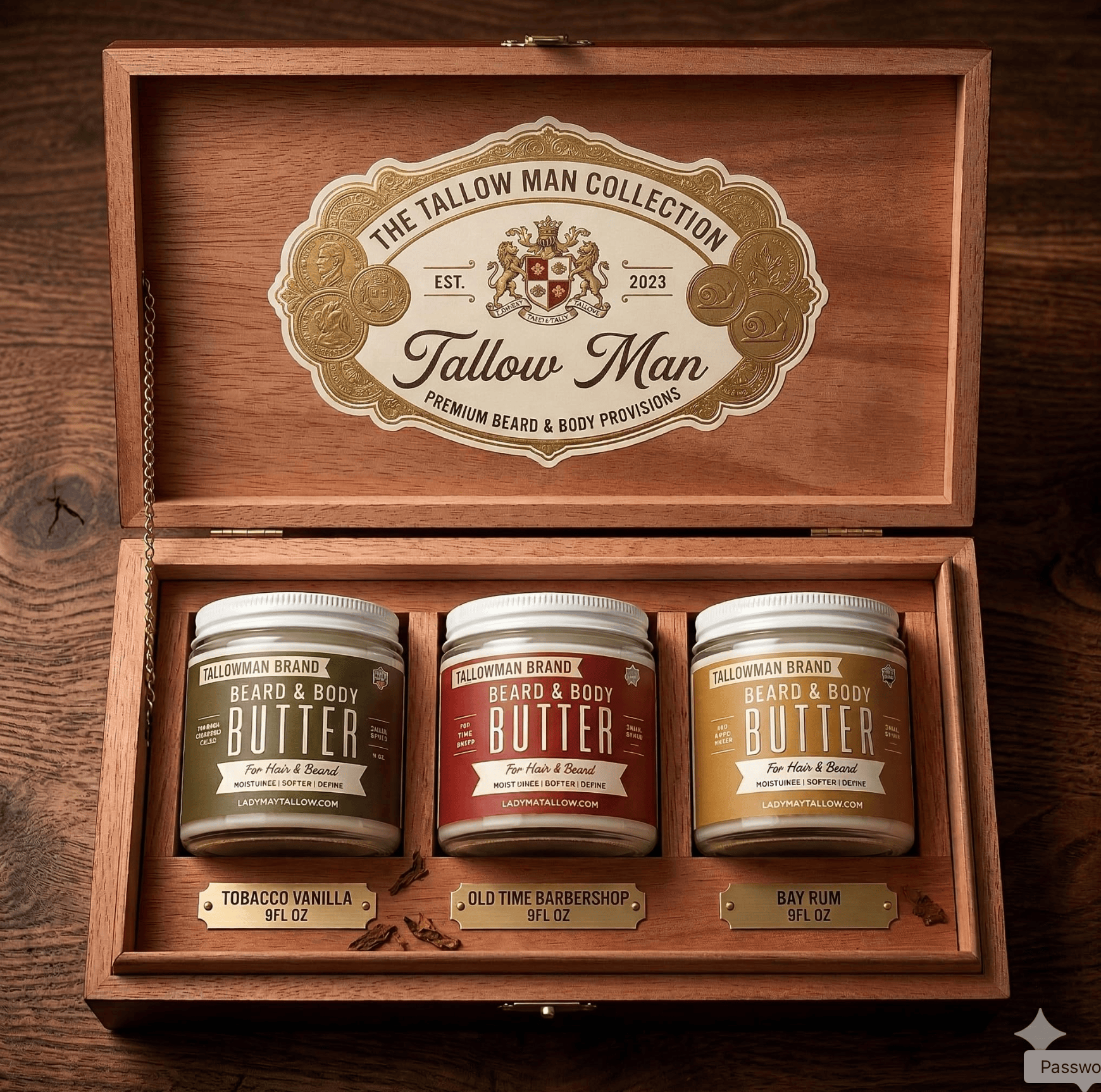 Lady May Tallow Body Cream/Lotion Tallow Man Men’s Beard Butter Trio Gift Box | 100% Natural Tallow