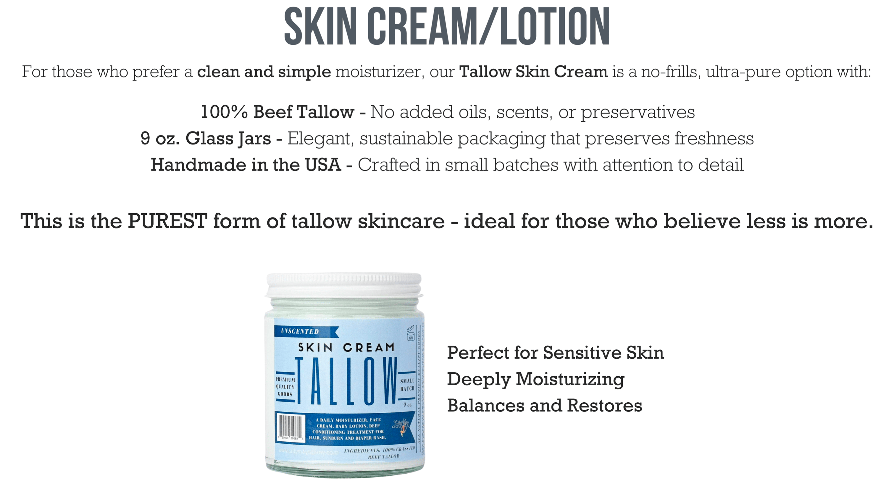 Unscented Tallow Lotion | All-Natural Beef Tallow Moisturizer - My American Goods
