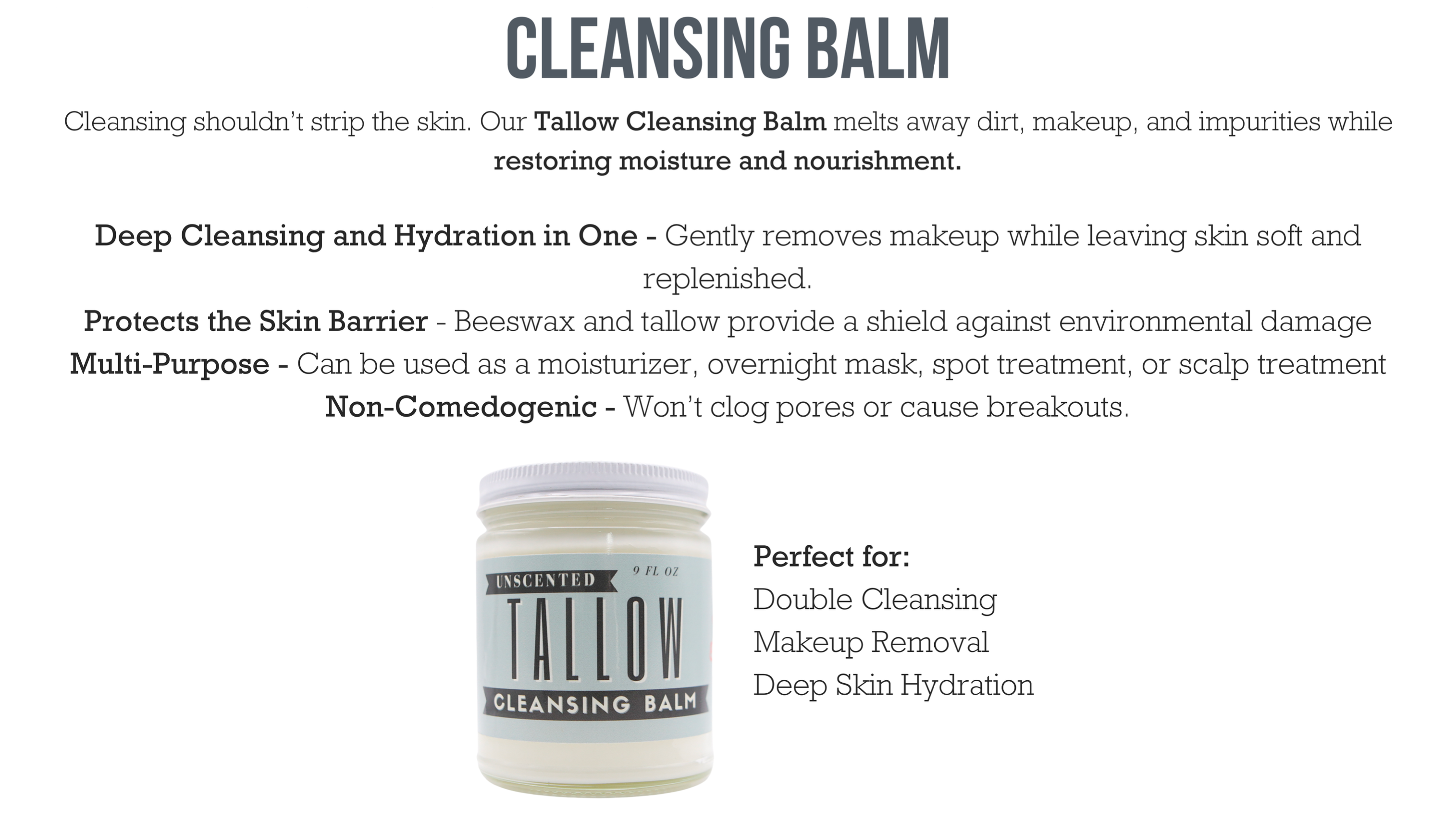 Unscented Tallow Balm | All-Natural Beef Tallow Moisturizer