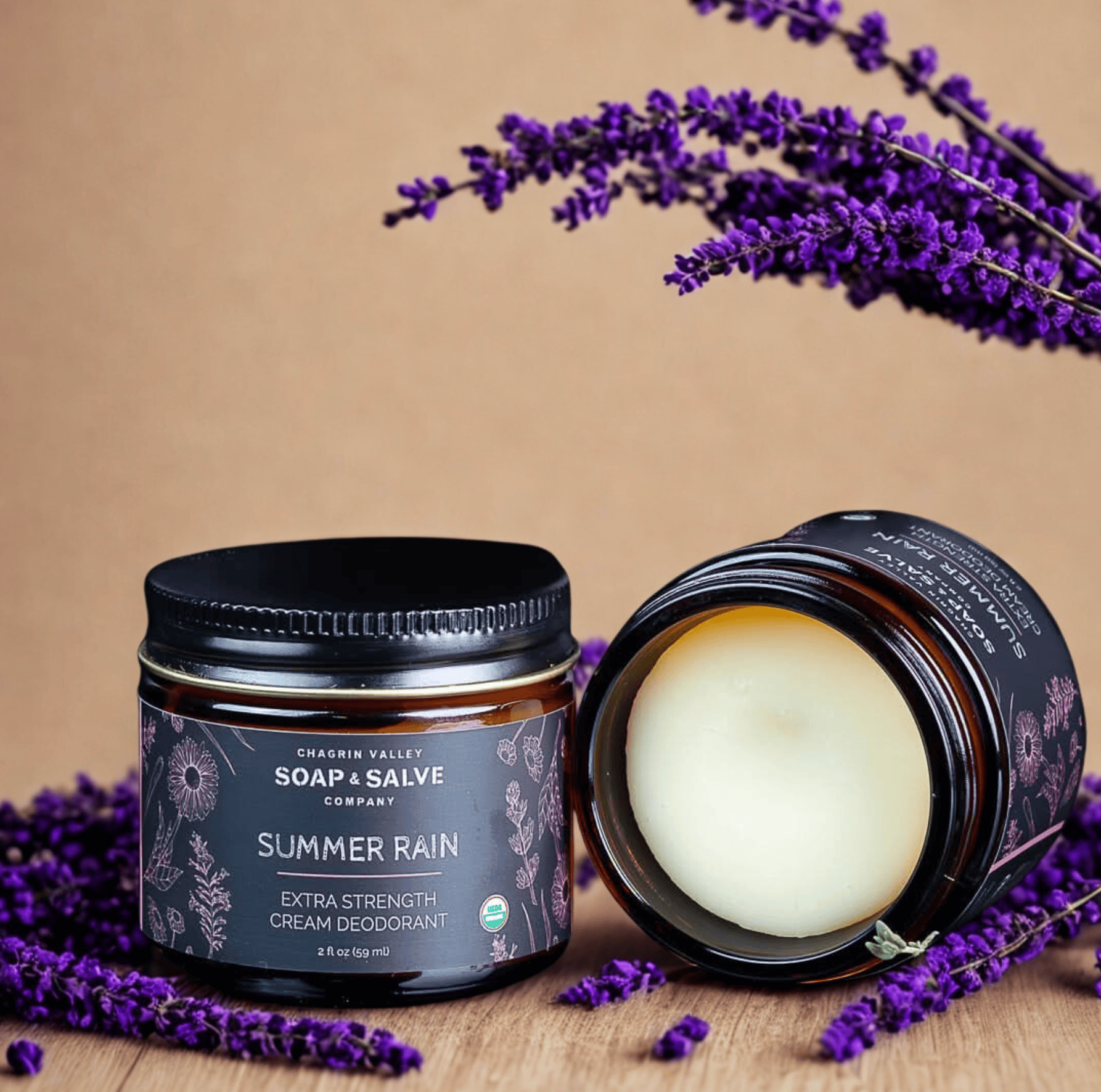 Chagrin Valley Soap & Salve Deodorant 2 fl oz Jar Deodorant Cream: Extra Strength Summer Rain