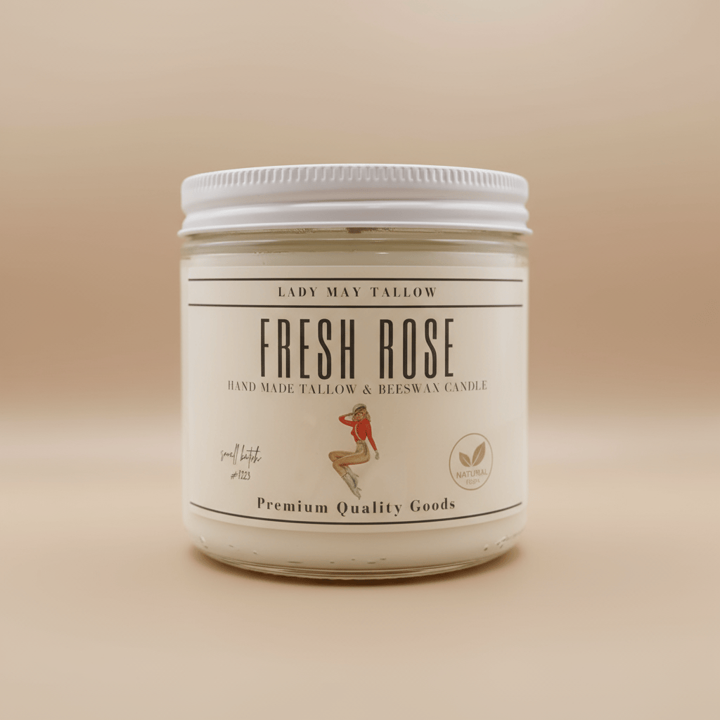 Fresh Rose Tallow & Beeswax Candle | All Natural, Non-toxic, Clean Burning - My American Goods