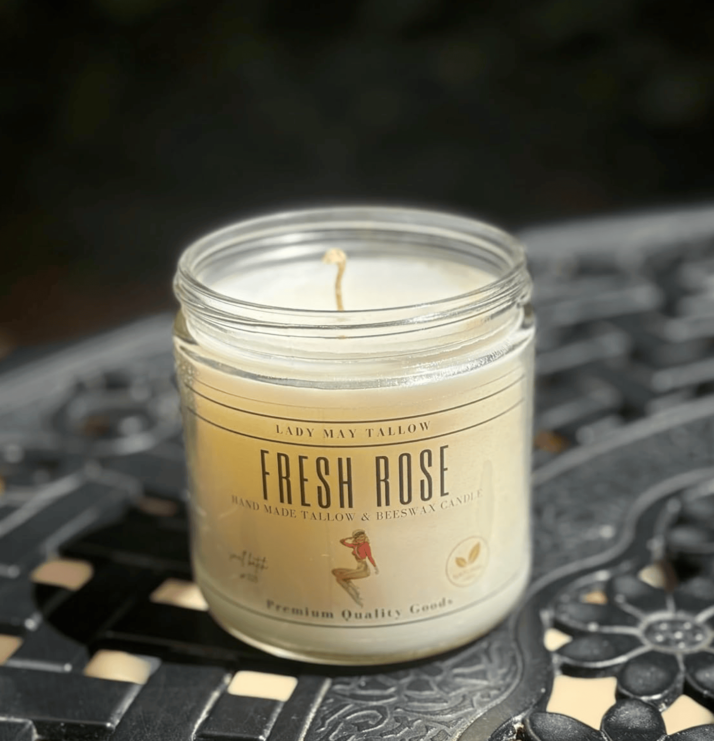 Fresh Rose Tallow & Beeswax Candle | All Natural, Non-toxic, Clean Burning - My American Goods