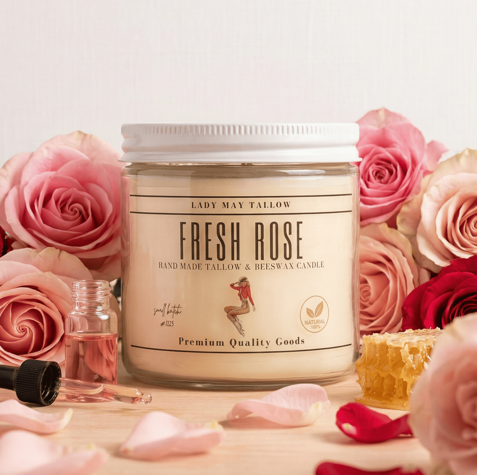 Lady May Tallow Candles Rose Lady May "Classics" All Natural, Tallow & Beeswax Candle