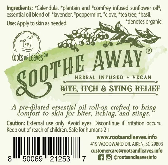 Roots And Leaves Skin Insect Repellent Soothe Away Mosquito Bite, Itch & Sting Relief Roll-On