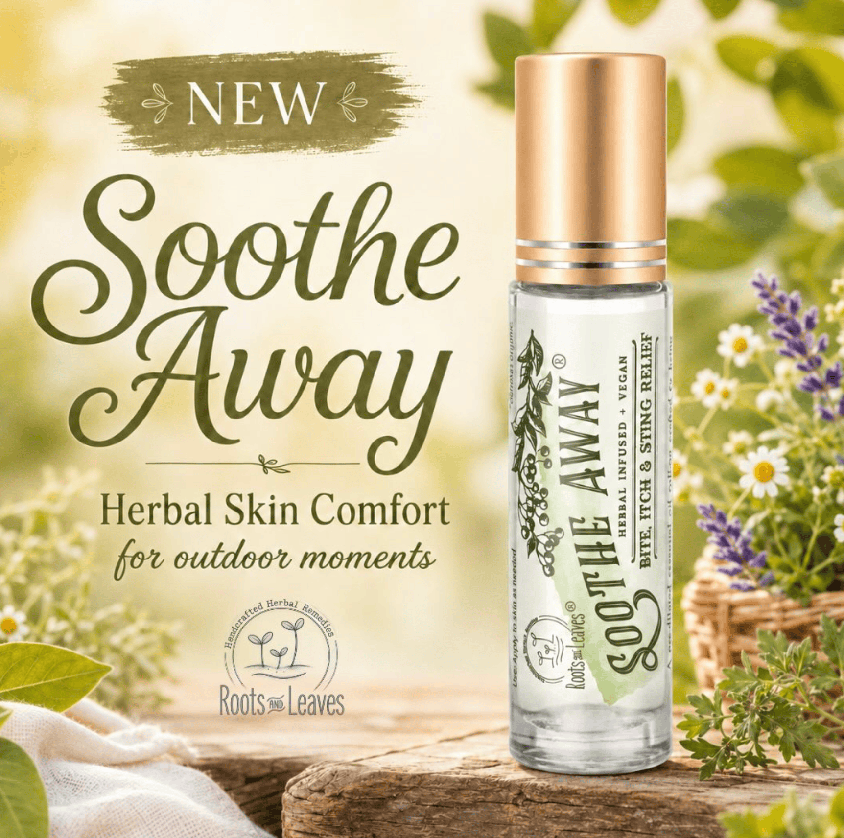 Roots And Leaves Skin Insect Repellent Soothe Away Mosquito Bite, Itch & Sting Relief Roll-On