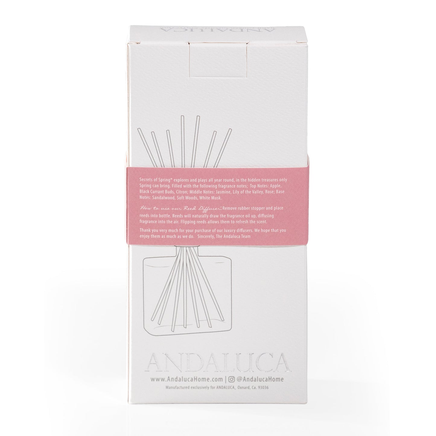 Secrets of Spring Reed Diffuser packaging