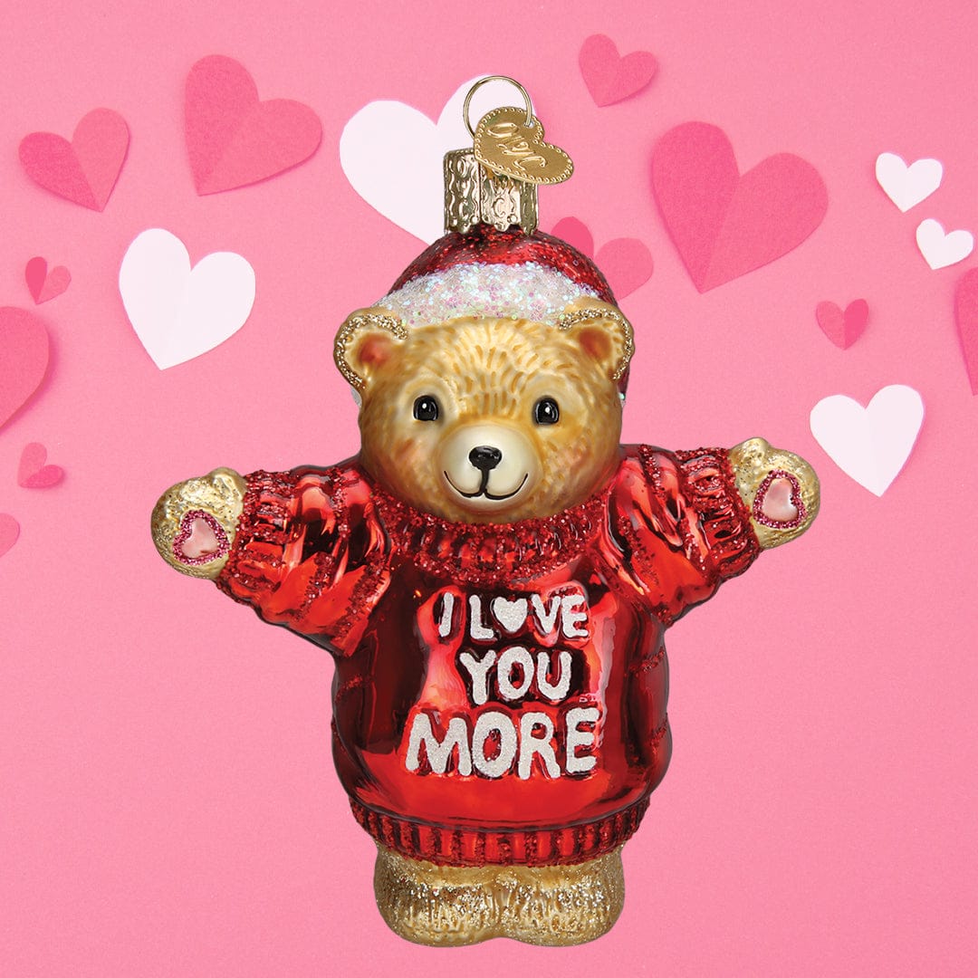 Old World Christmas 4.25 X 3.5 X 2 / 12681 I Love You More Bear Ornament