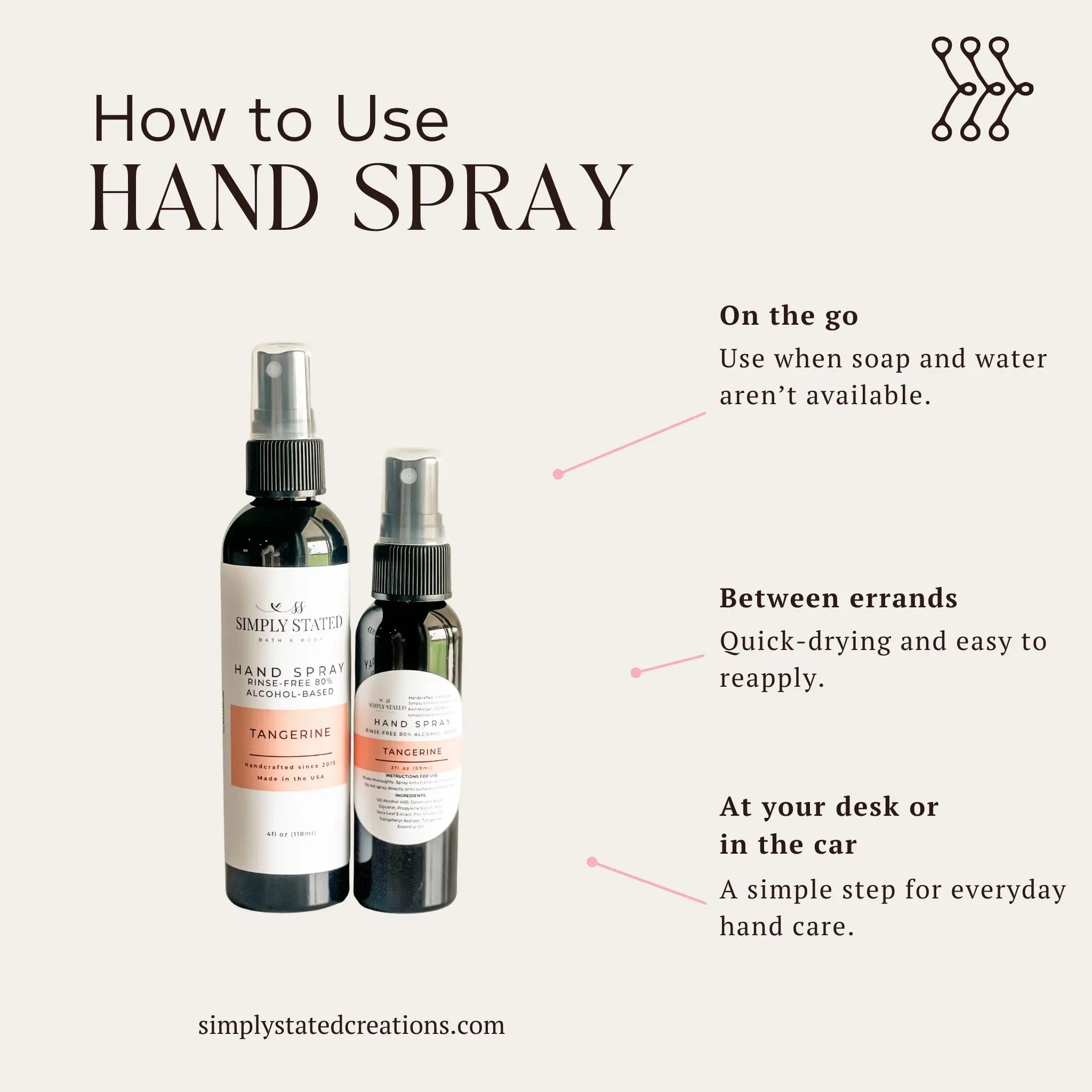 Simply Stated Creations Hand Sanitizers Unscented Hand Spray | Alcohol-Based Sanitizing Mist