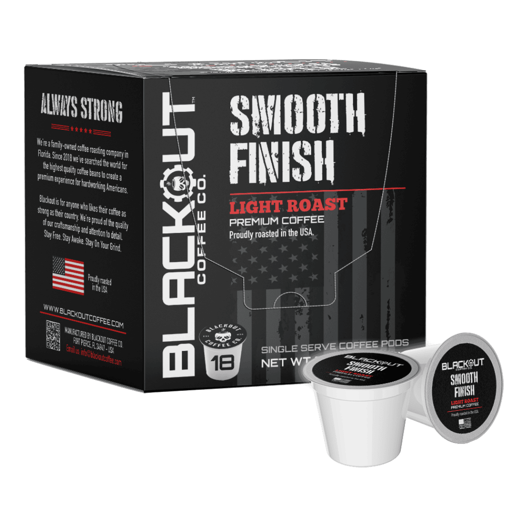 Blackout Coffee Co Coffee Pods & Capsules Smooth Finish Light Roast Coffee Pods – 18 Count