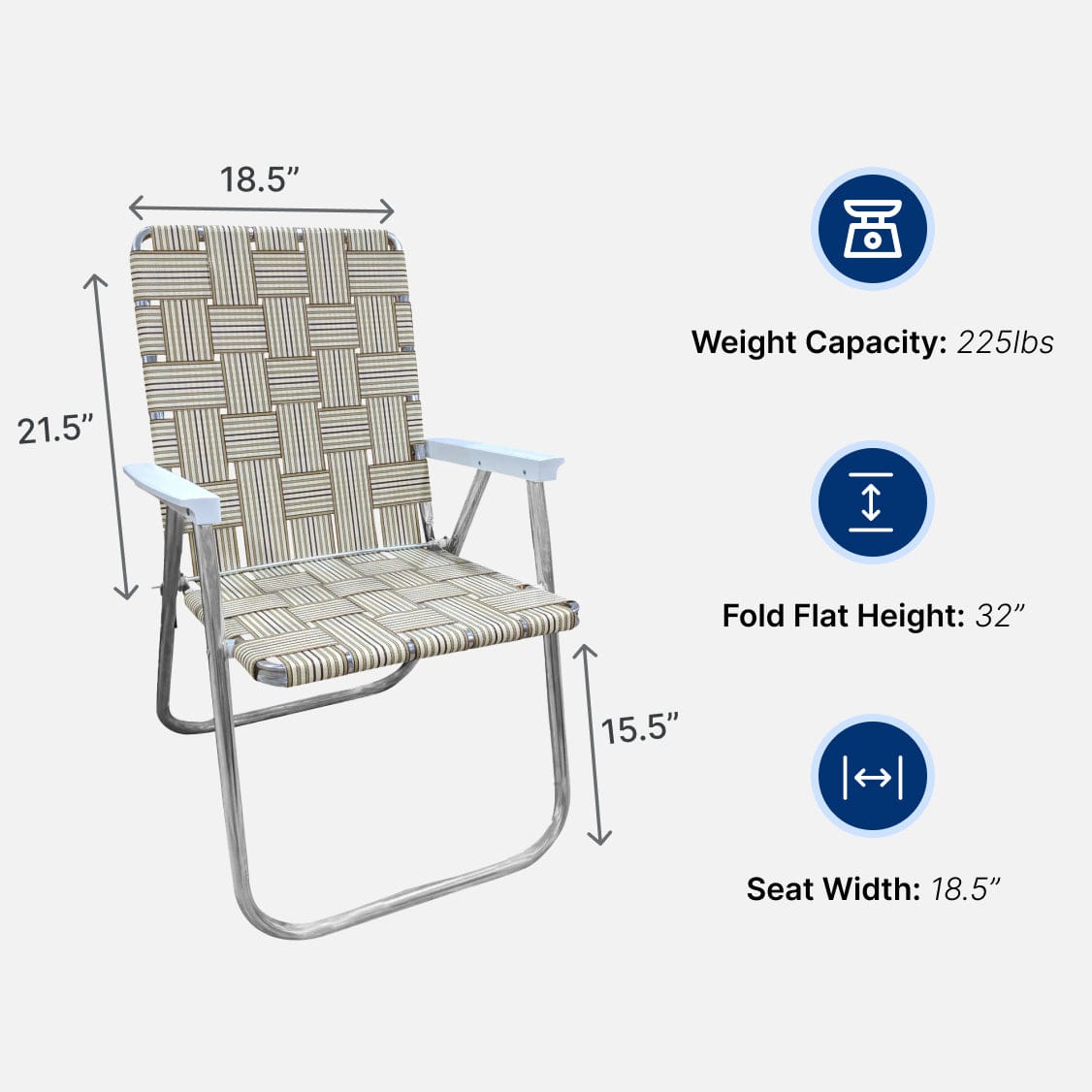 Lawn Chair USA Chairs Classic Tan Stripe Classic Lawn Chair