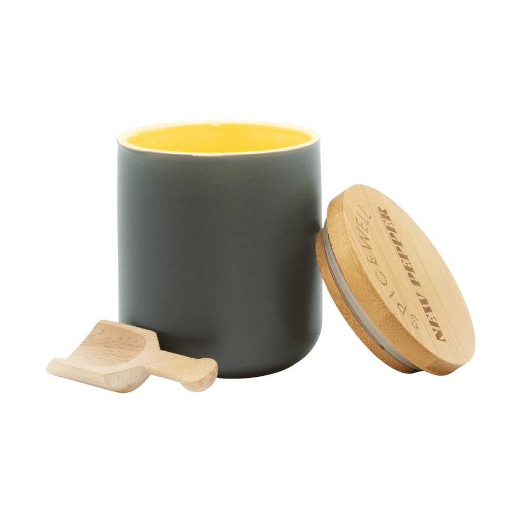 Spicewell Ceramic Pots with Lid Ceramic Salt & Pepper Cellars + Scoops