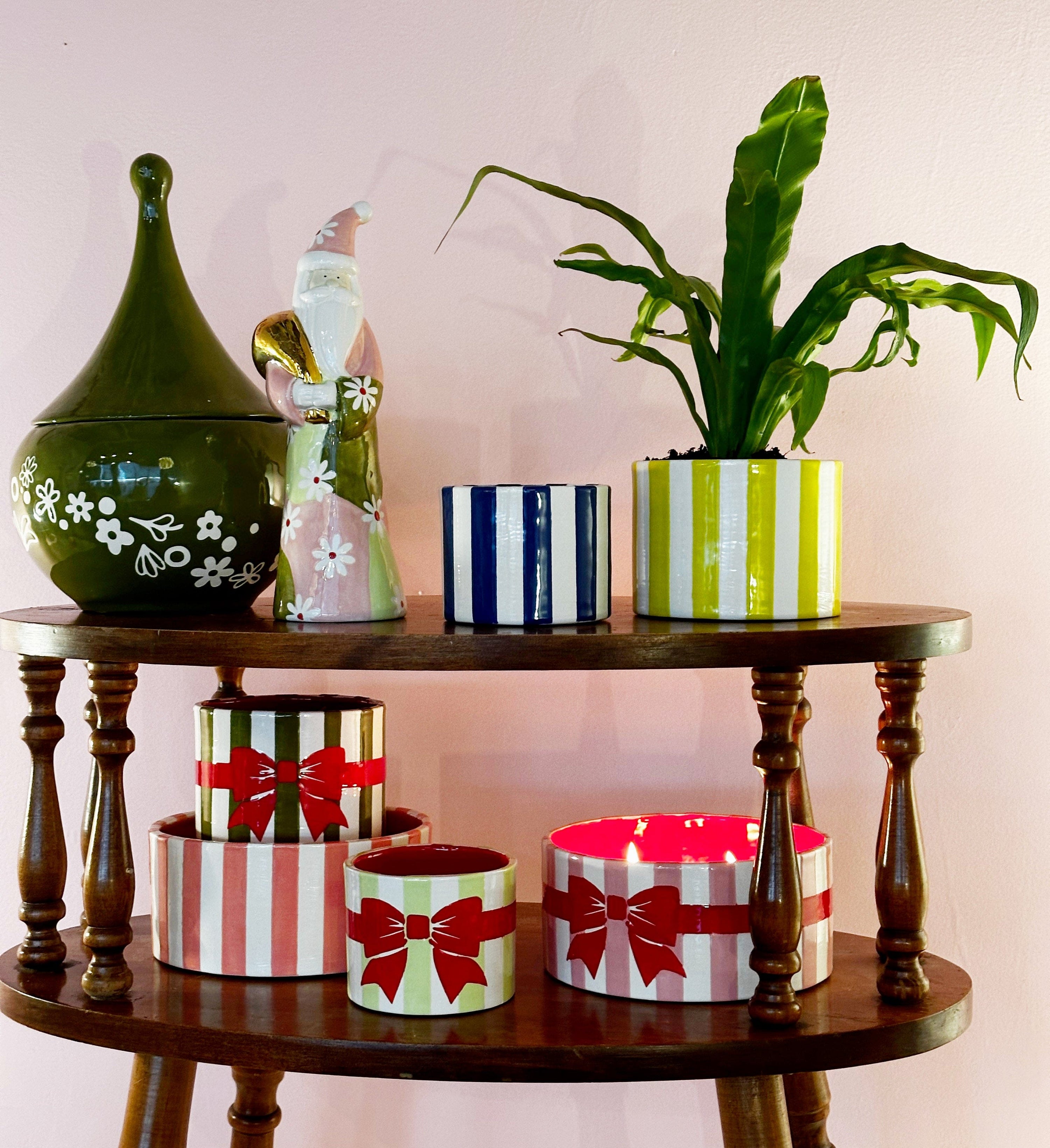 Ruby Clay Company Big Top Stripes Handpoured Candle & Vase