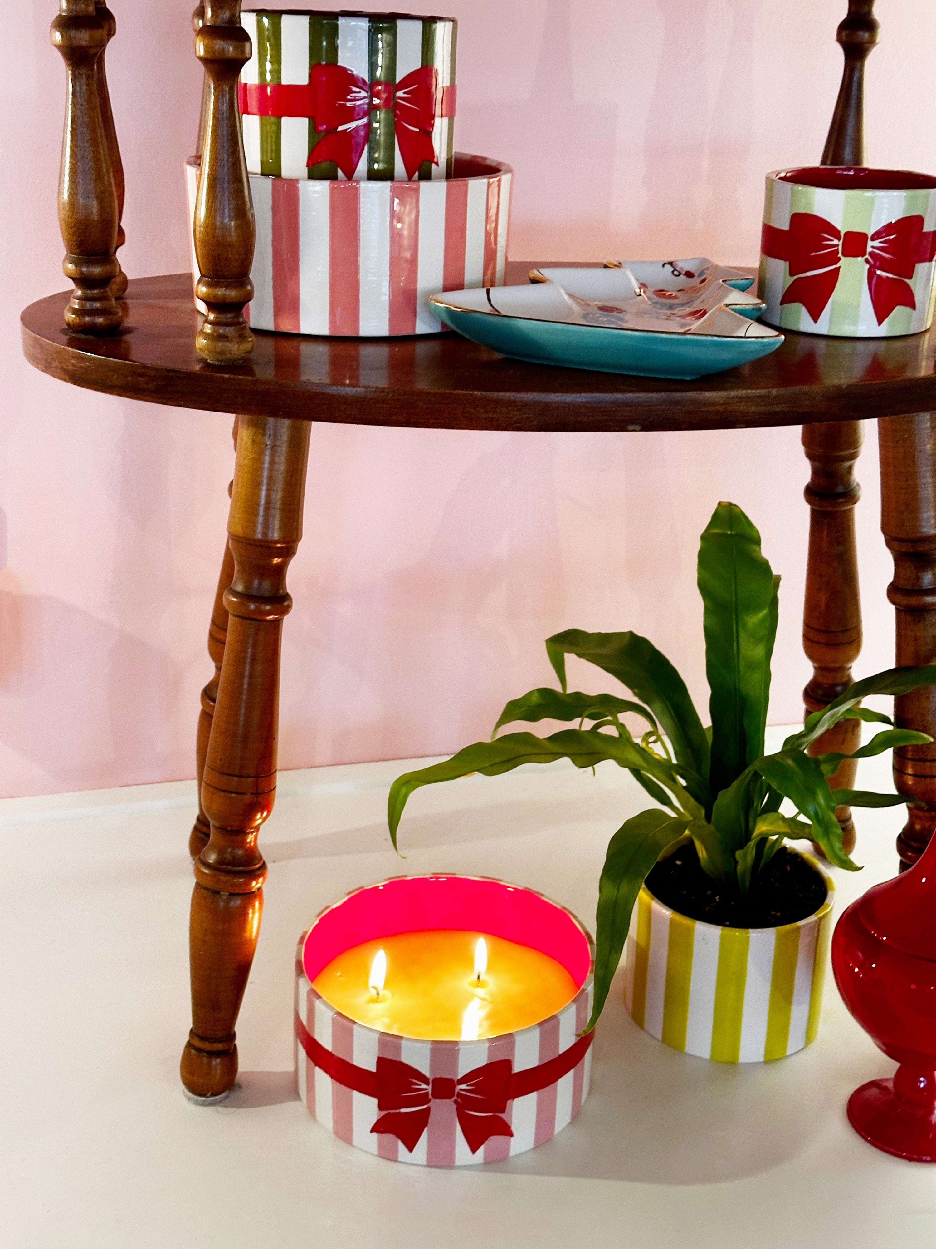 Ruby Clay Company Big Top Stripes Handpoured Candle & Vase
